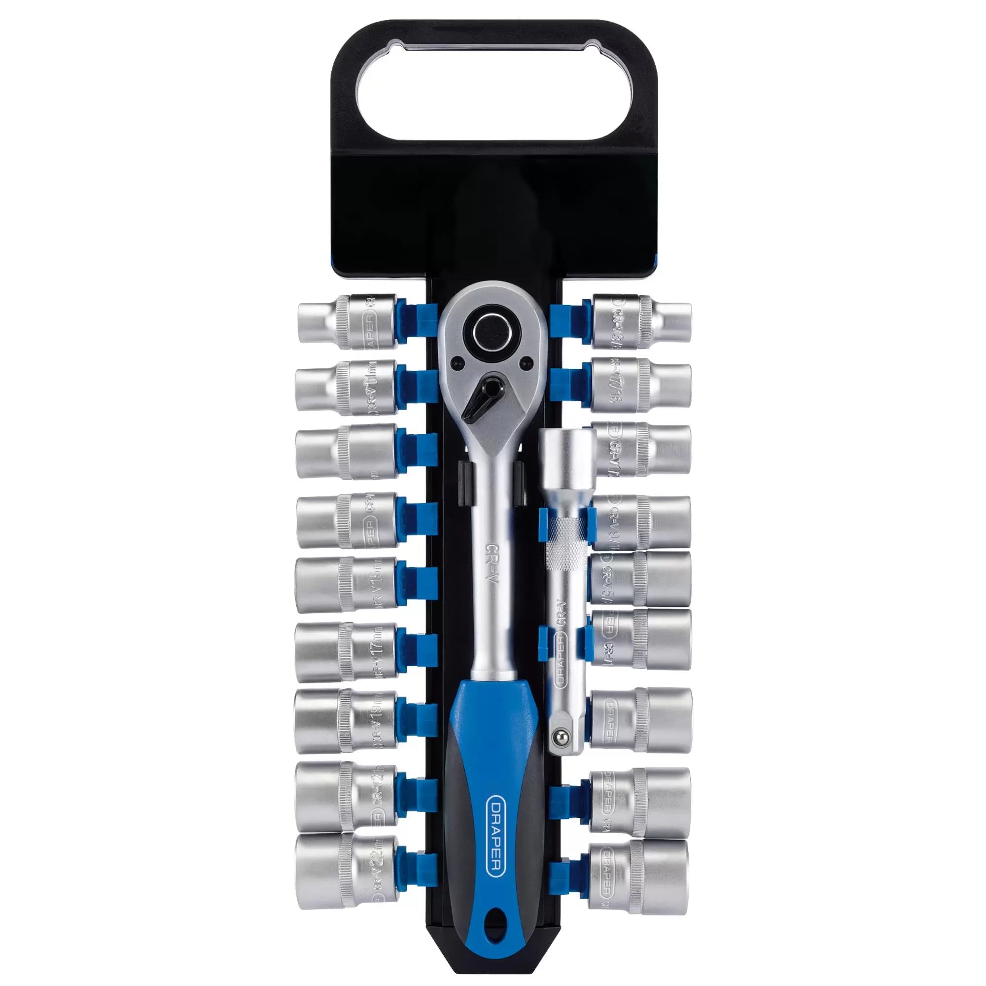 Draper Tools - 16376 - Combined MM/AF Socket and Ratchet Set, 1/2" Sq. Dr. (20 Piece)