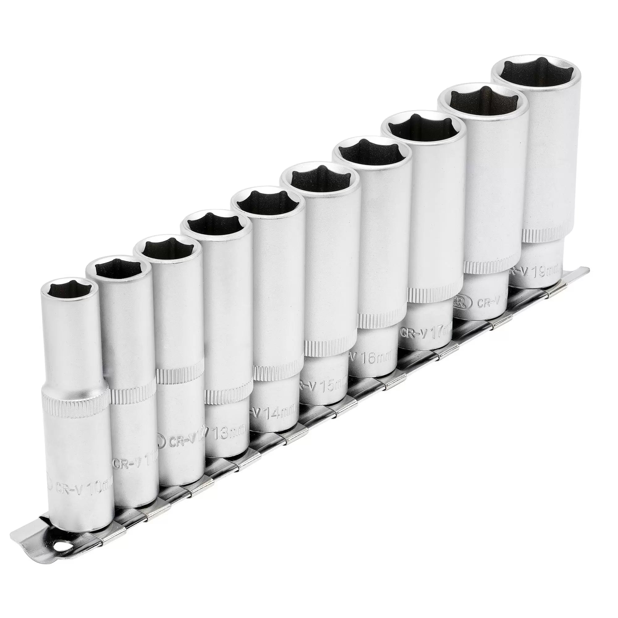 Draper Tools - 16401 - Deep Socket Set on Metal Rail, 3/8" Sq. Dr. (10 Piece)