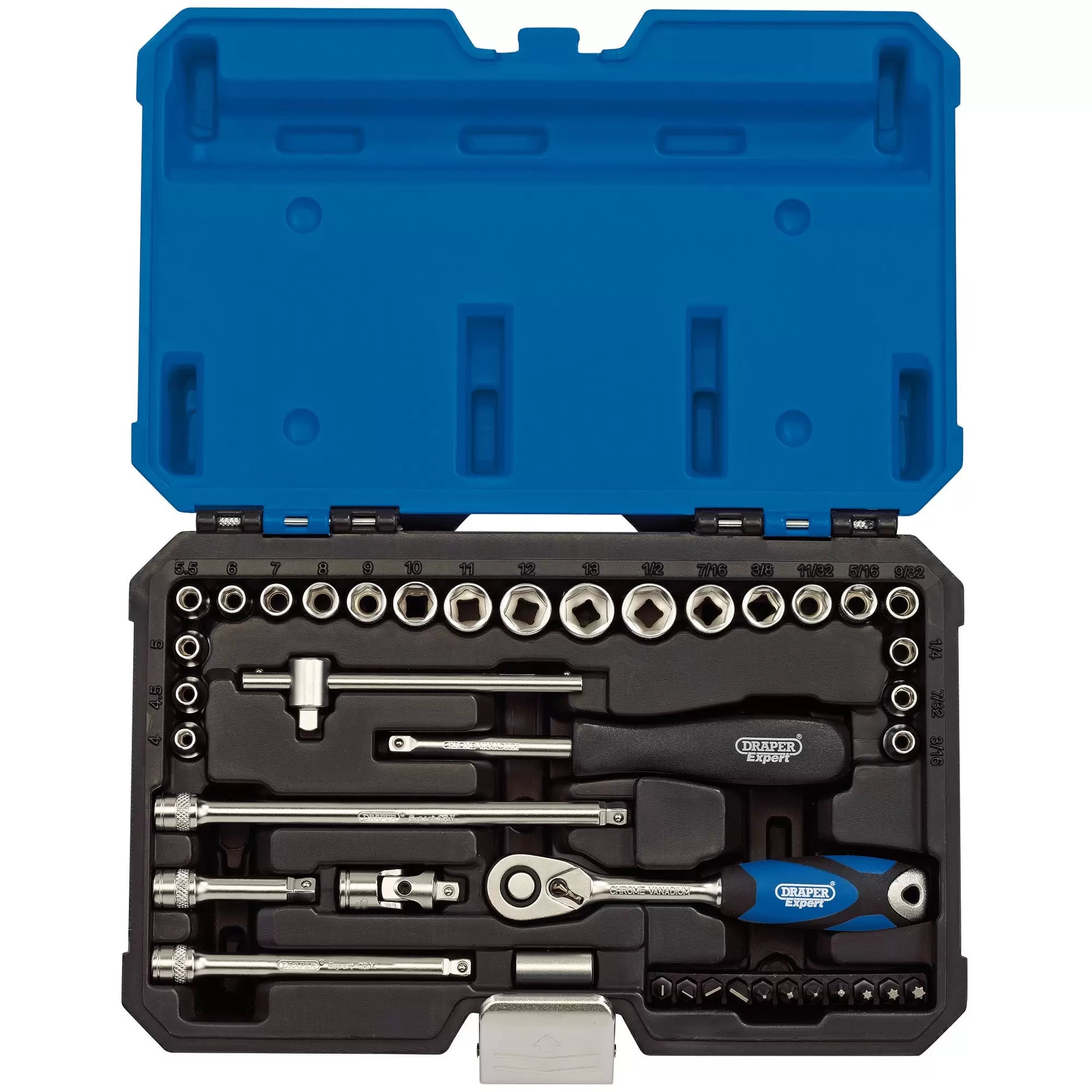 Draper Tools - 16445 - Draper Expert Combined MM/AF Socket Set, 1/4" Sq. Dr. (40 Piece)