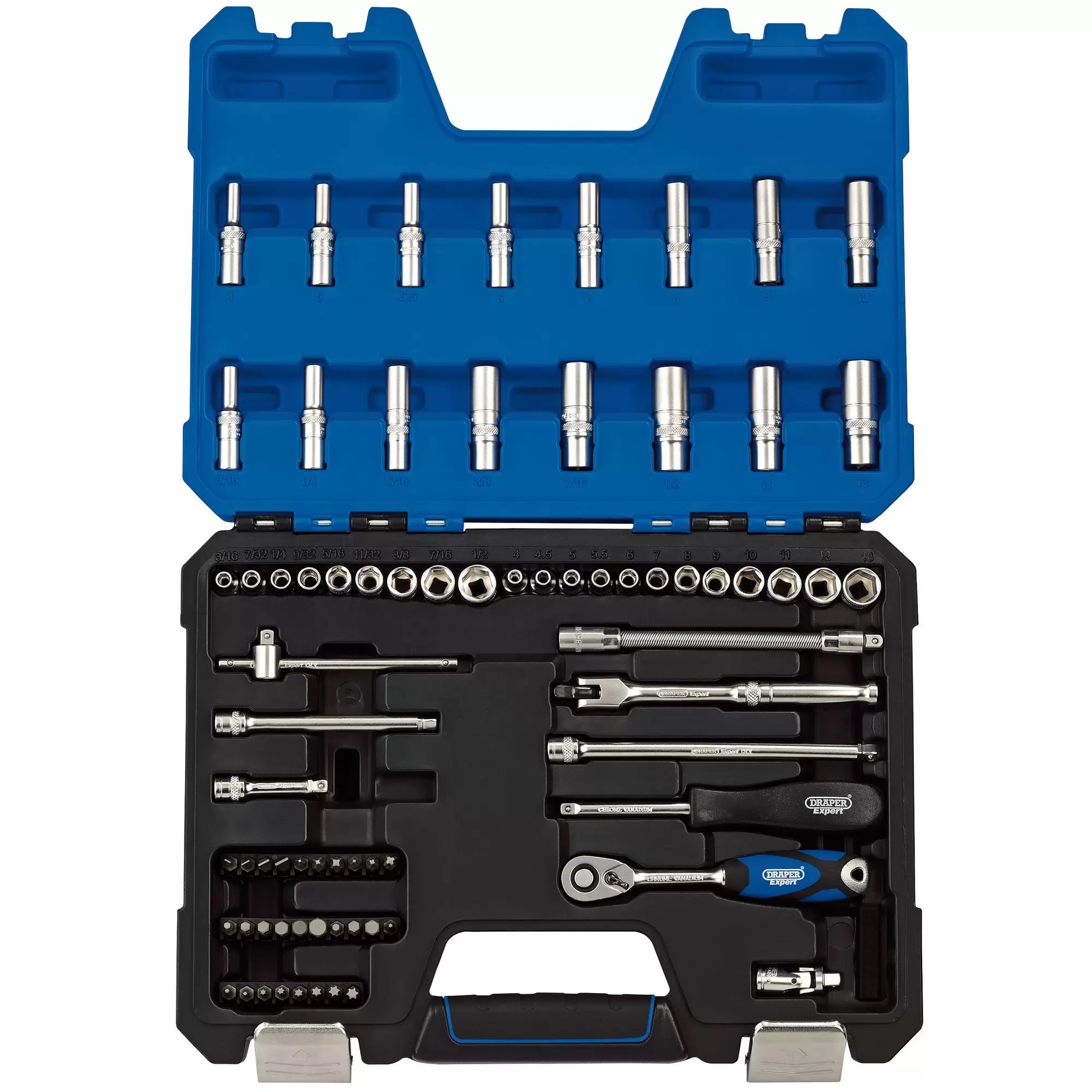 Draper Tools - 16448 - Draper Expert MM/AF Combined Socket Set, 1/4" Sq. Dr. (75 Piece)