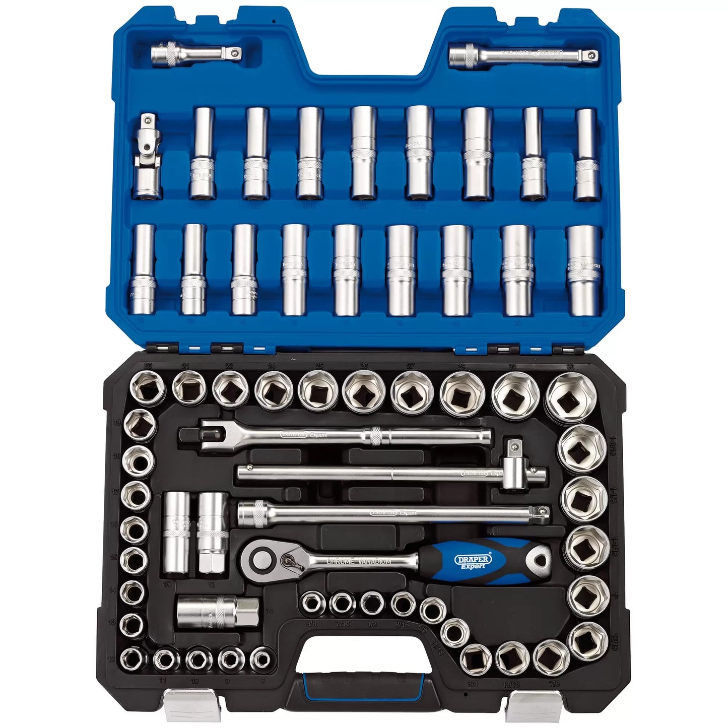 Draper Tools - 16456 - Draper Expert MM/AF Combined Socket Set, 1/2" Sq. Dr. (63 Piece)