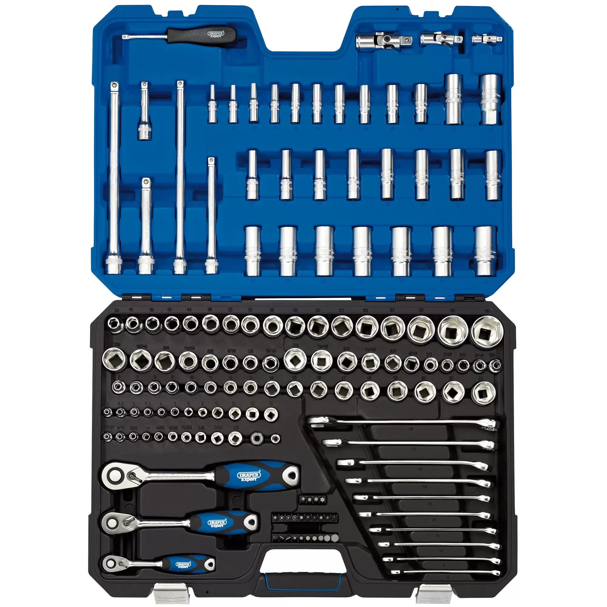Draper Tools - 16460 - Draper Expert HI-TORQ® Combined MM/AF Socket Set, 1/4", 3/8" and 1/2" Sq. Dr. (150 Piece)