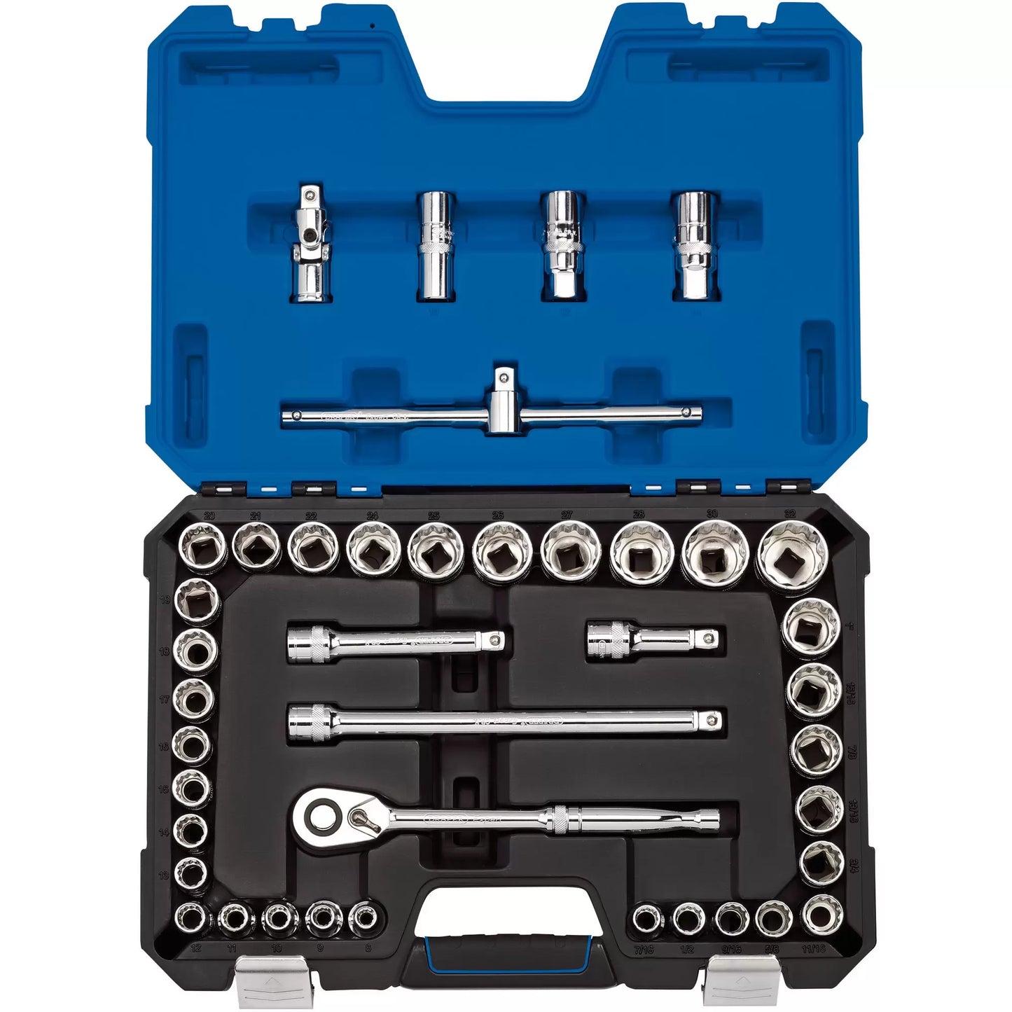 Draper Tools - 16467 - Draper Expert HI-TORQ® Combined MM/AF Socket Set, 1/2" Sq. Dr., Blue (41 Piece)