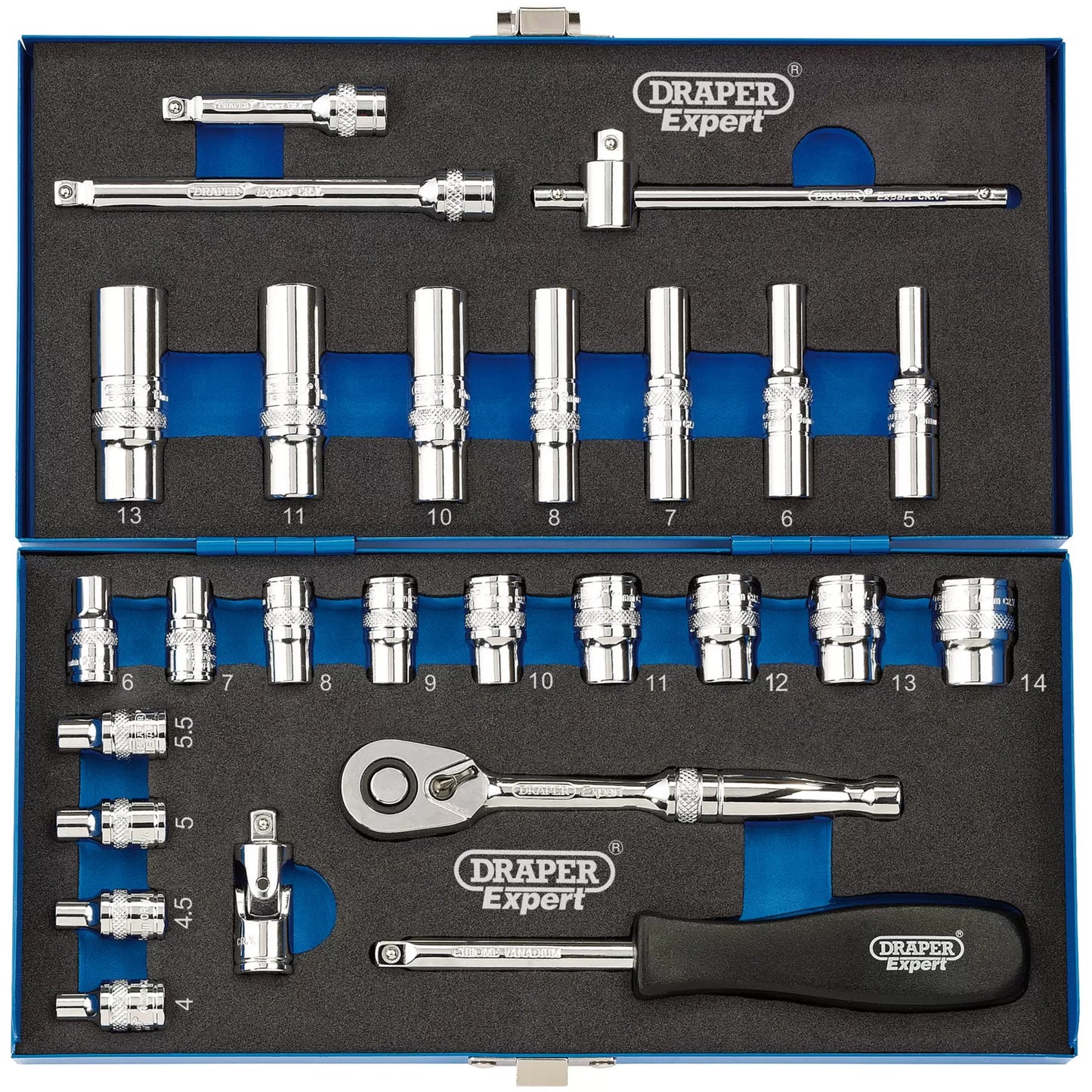 Draper Tools - 16476 - Draper Expert Metric Socket Set, 1/4" Sq. Dr. (26 Piece)