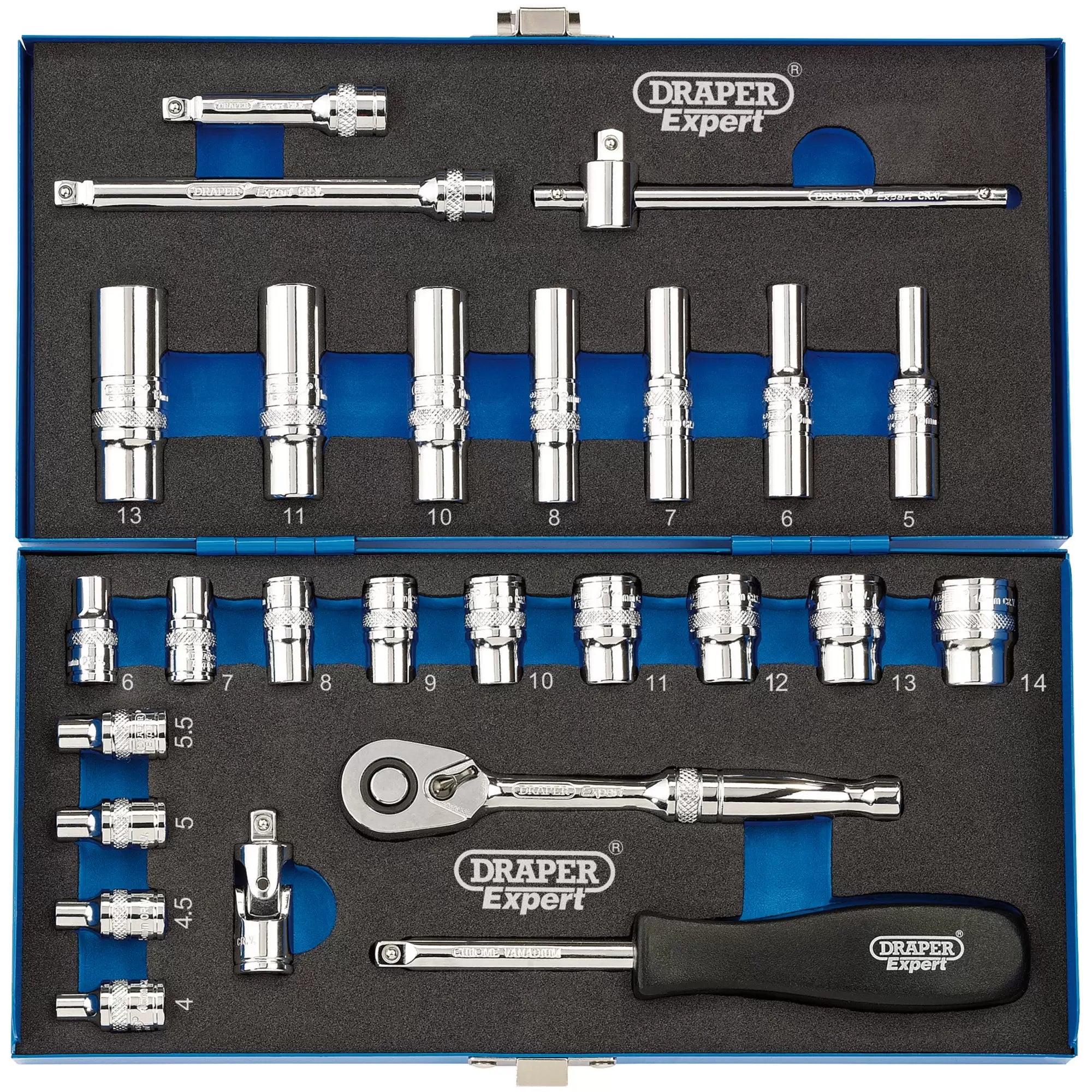 Draper Tools - 16476 - Draper Expert Metric Socket Set, 1/4" Sq. Dr. (26 Piece)