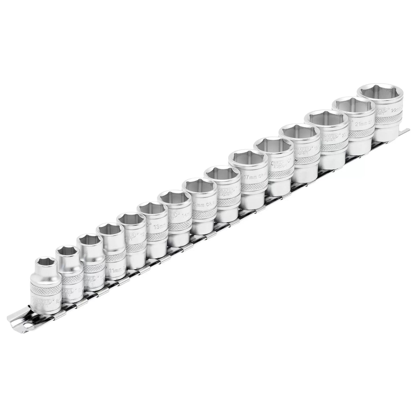 Draper Tools - 16492 - Draper Expert HI-TORQ® Metric Socket Set on a Metal Rail, 3/8" Sq. Dr. (15 Piece)