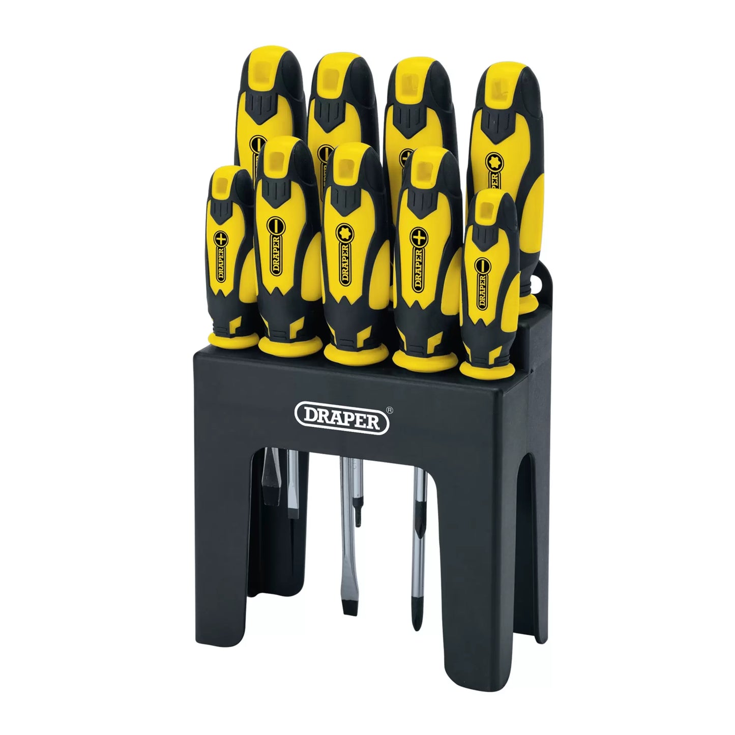 Draper Tools - 16728 - Soft Grip Screwdriver Set, Yellow (9 Piece)