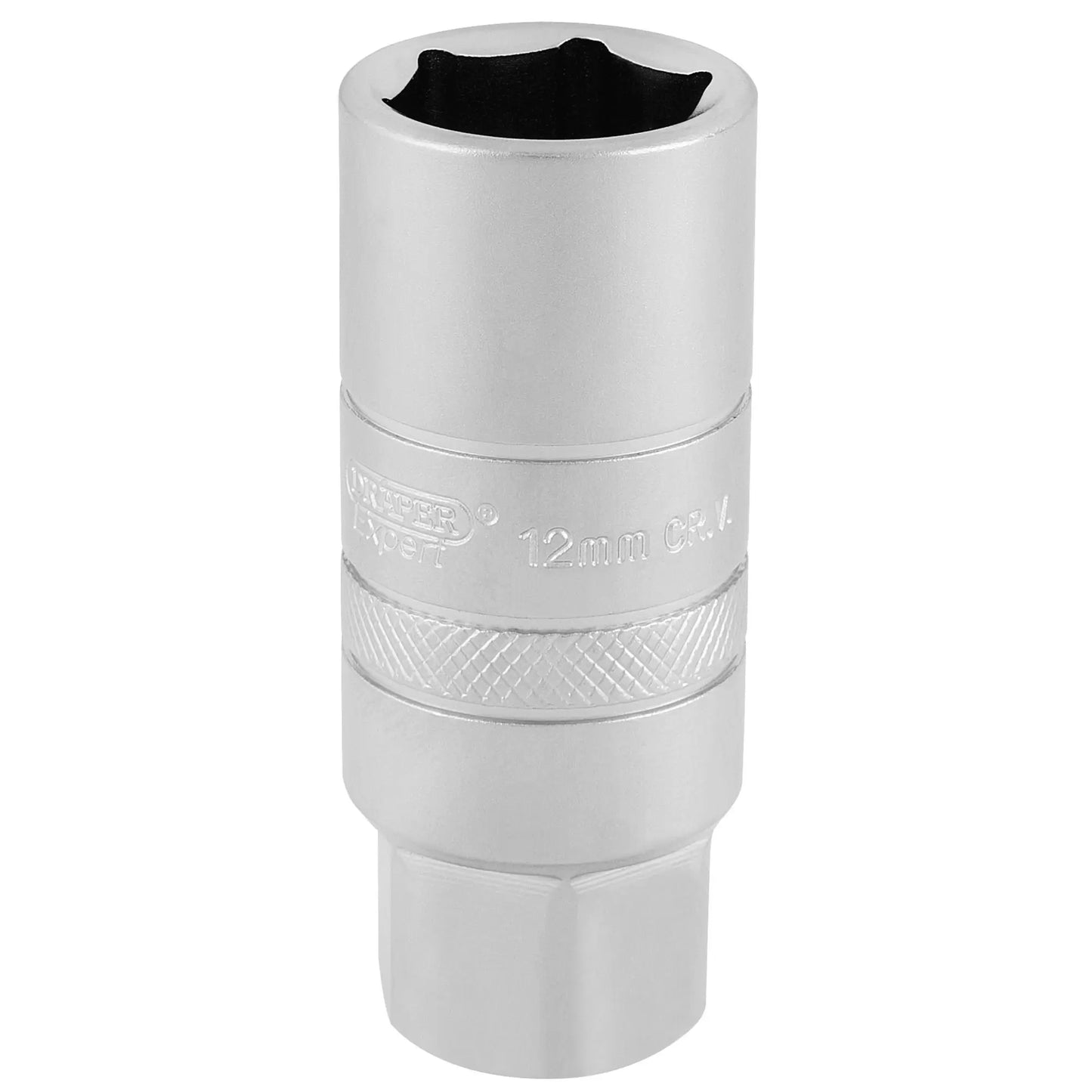 Draper Tools - 16776 - Draper Expert 12mm Thread 6 Point Satin Chrome Spark Plug Socket, 3/8" Sq. Dr., 18mm