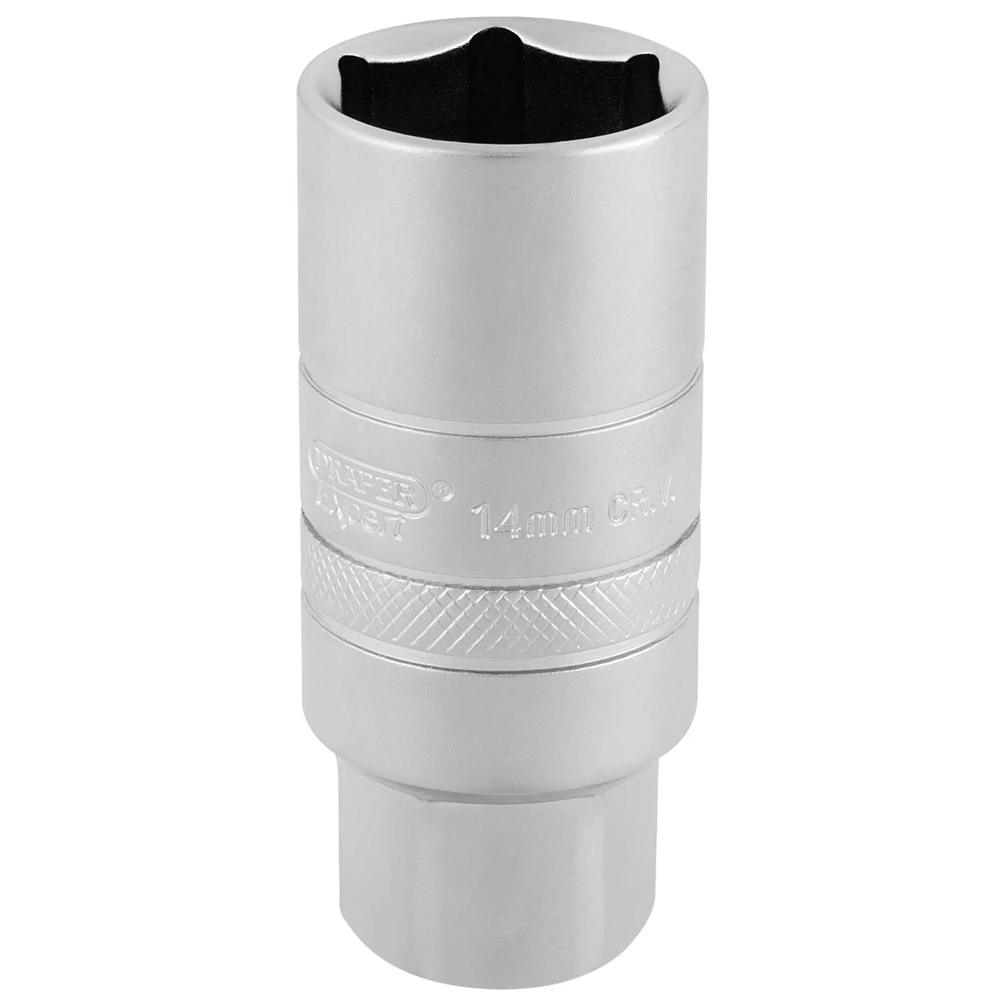 Draper Tools - 16777 - Draper Expert 14mm Thread 6 Point Satin Chrome Spark Plug Socket, 3/8" Sq. Dr., 21mm