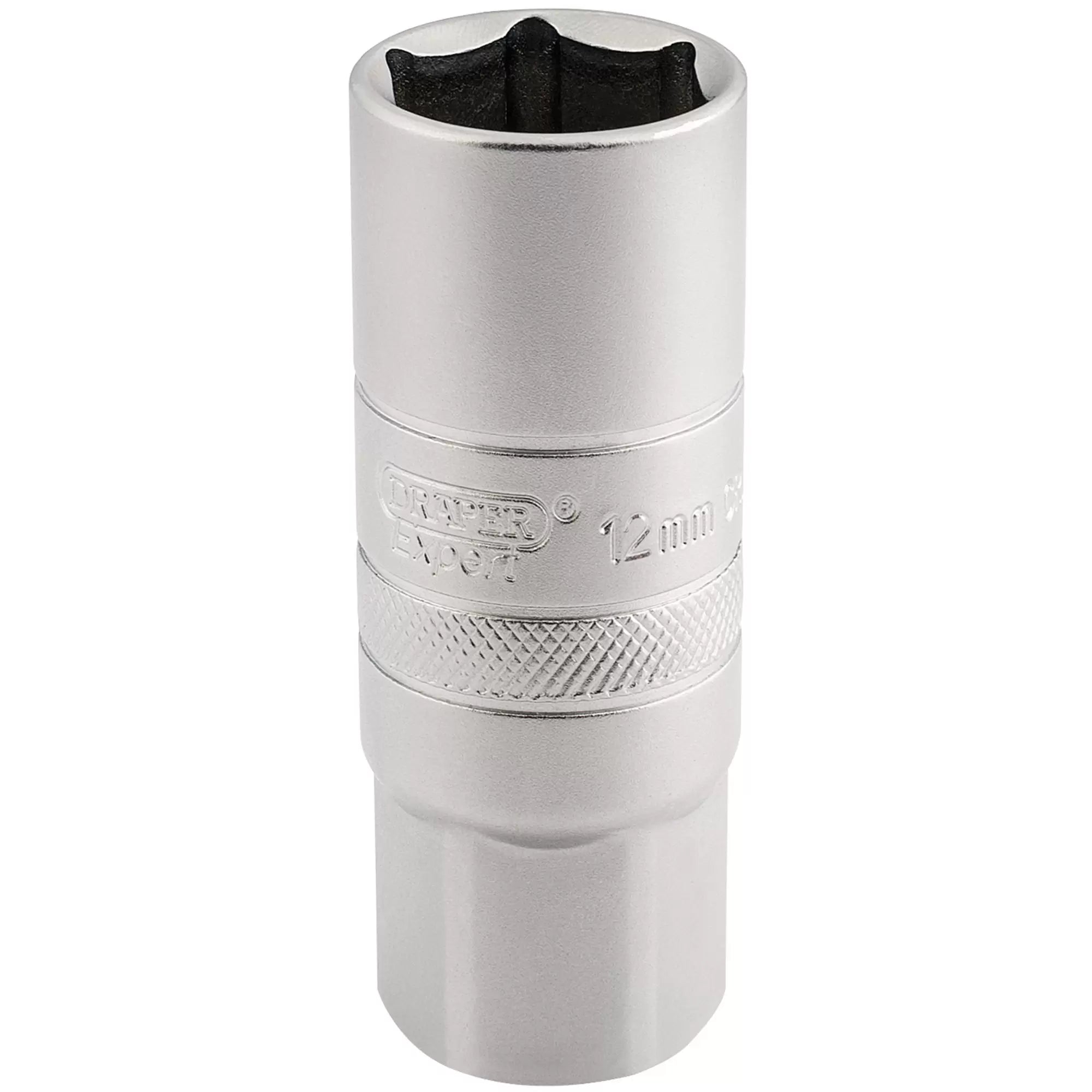 Draper Tools - 16782 - Draper Expert 12mm Thread 6 Point Satin Chrome Spark Plug Socket, 1/2" Sq. Dr., 18mm