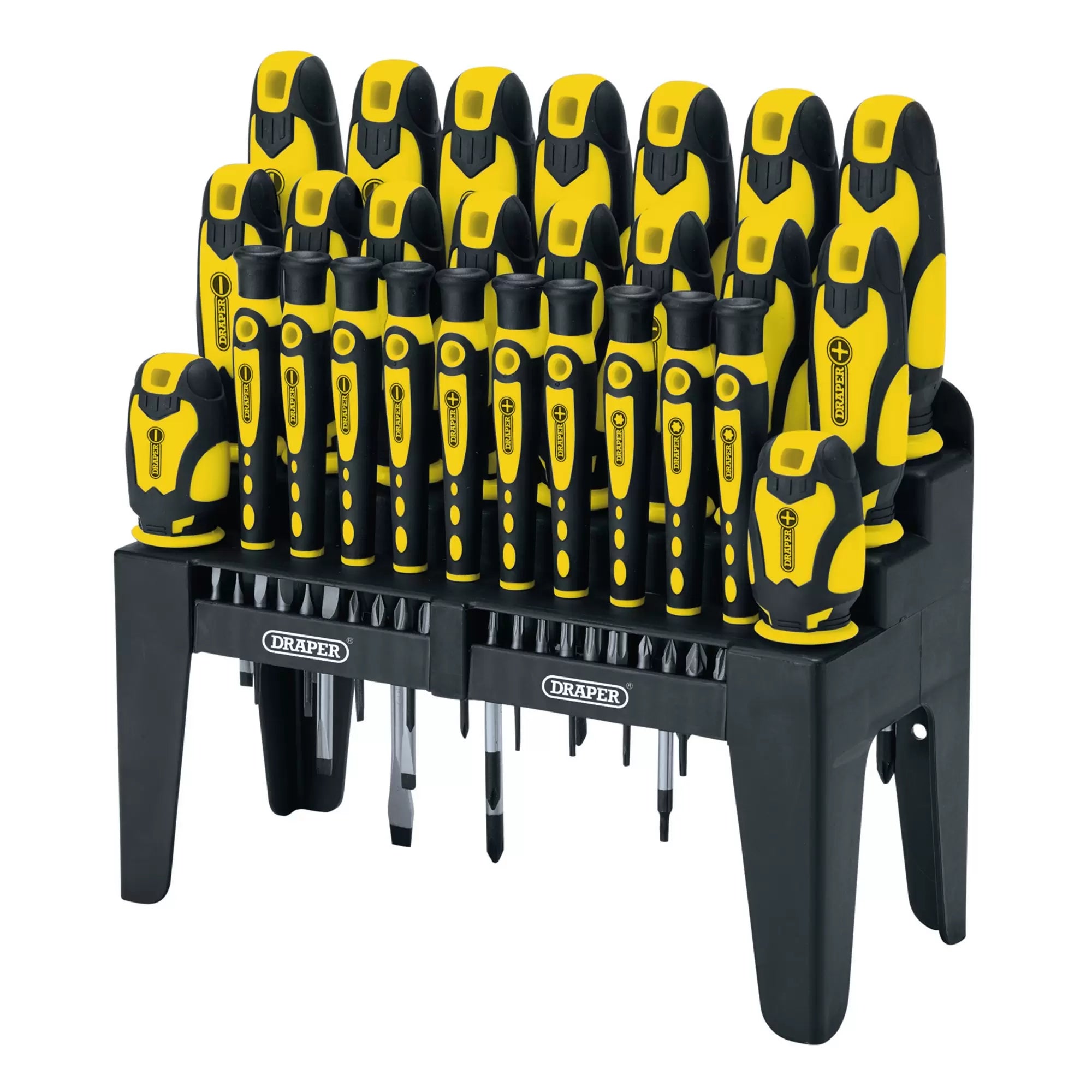 Draper Tools - 16824 - Soft Grip Screwdriver and Bit Set, Yellow (47 Piece)