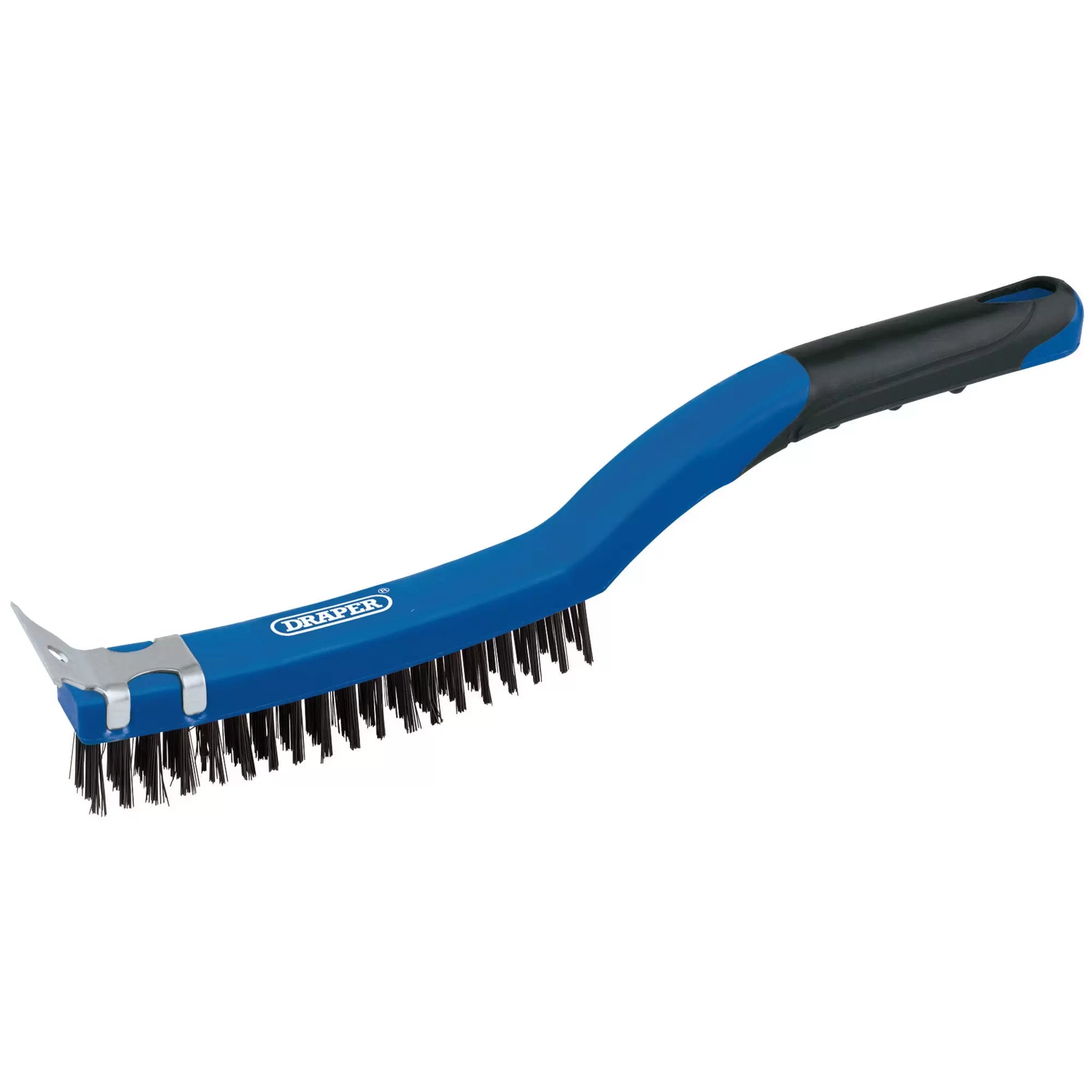 Draper Tools - 17179 - 3 Row Carbon Steel Wire Scratch Brush with Scraper, 350mm