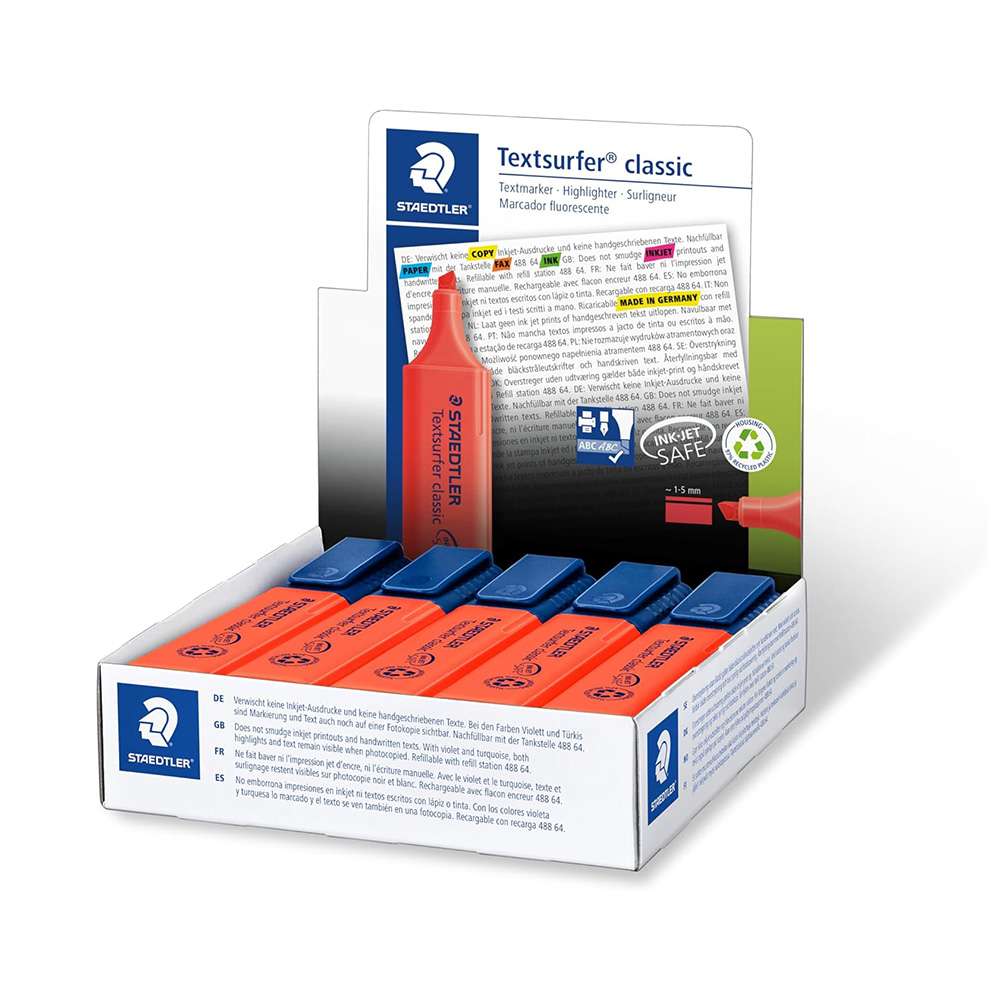 Staedtler Textsurfer Classic Highlighter, Red - Pack of 10