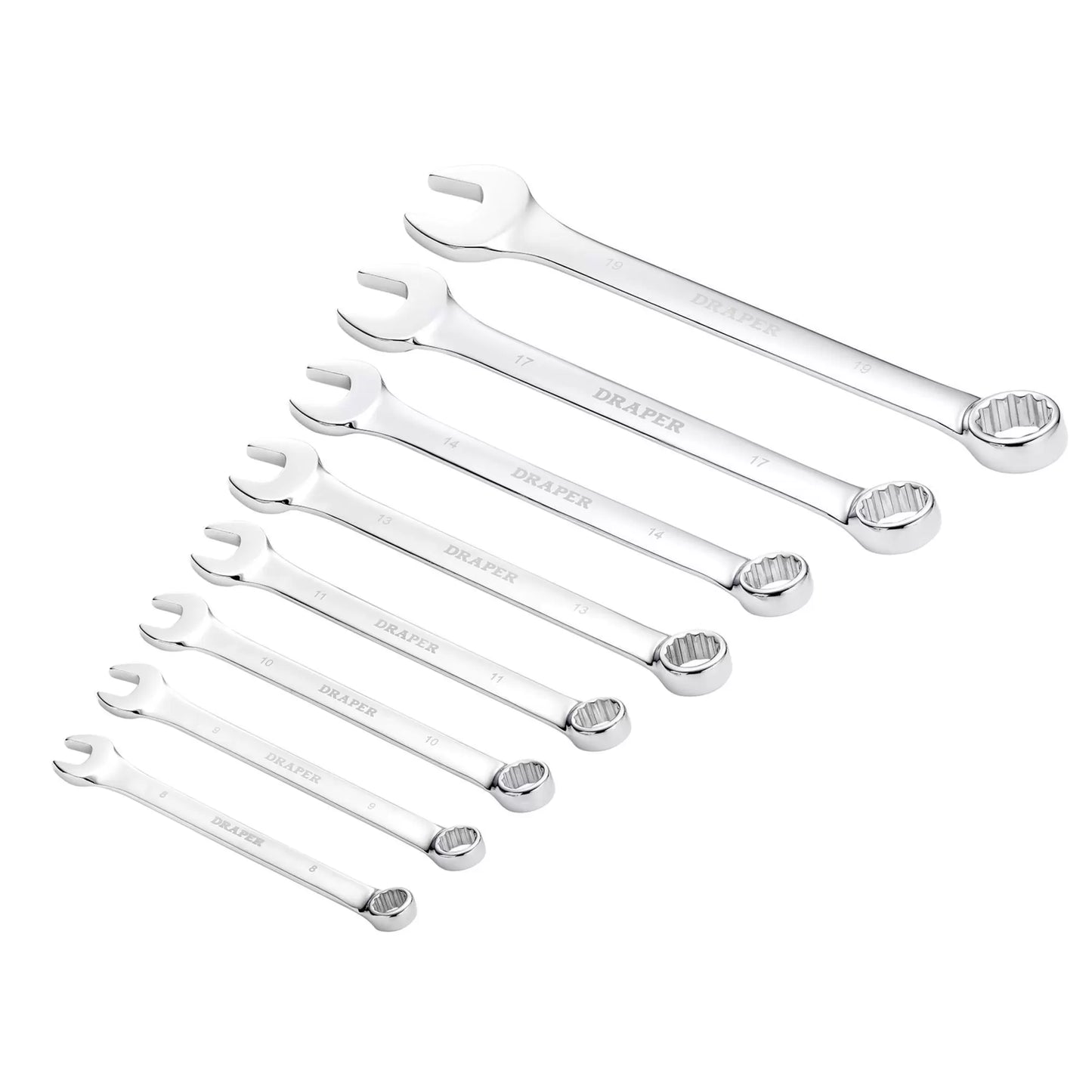 Draper Tools - 17981 - Draper HI-TORQ® Metric Combination Spanner Set, 8-19mm (8 Piece)