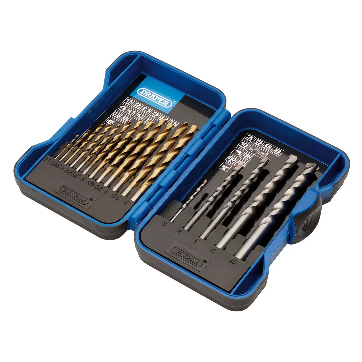 Draper Tools - 18551 - Metric Combination HSS and Masonry Drill Bit Set (17 Piece)