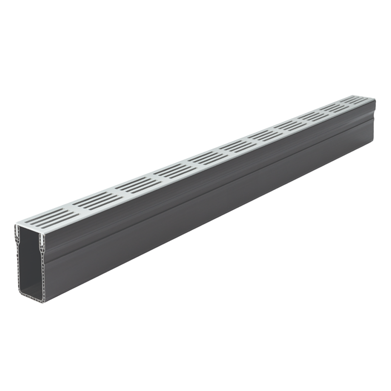 ACO Threshold Drain A15 Drain Channel With Silver Aluminium Grate 1m