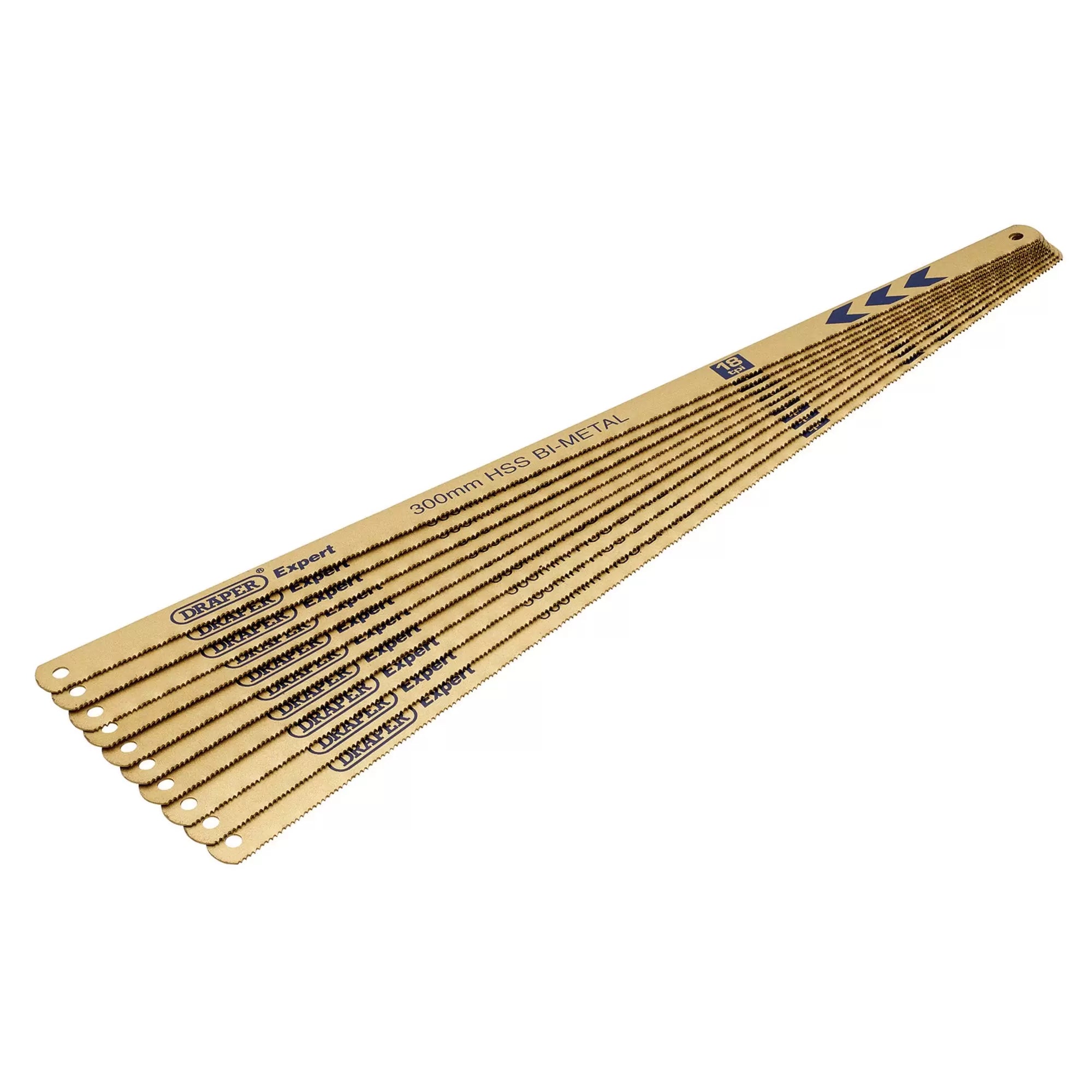 Draper Tools - 19347 - Draper Expert Bi-metal Hacksaw Blades, 300mm, 18tpi (Pack of 10)