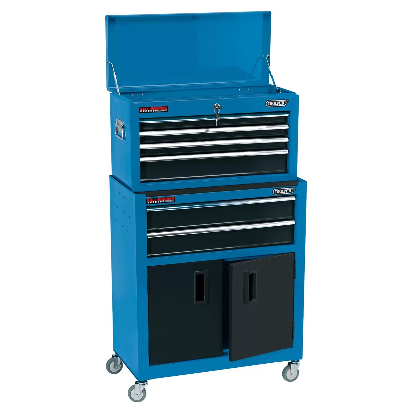 Draper Tools - 19563 - Combined Roller Cabinet and Tool Chest, 6 Drawer, 24", Blue