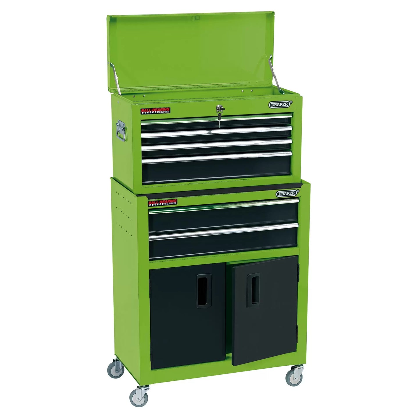 Draper Tools - 19566 - Combined Roller Cabinet and Tool Chest, 6 Drawer, 24", Green