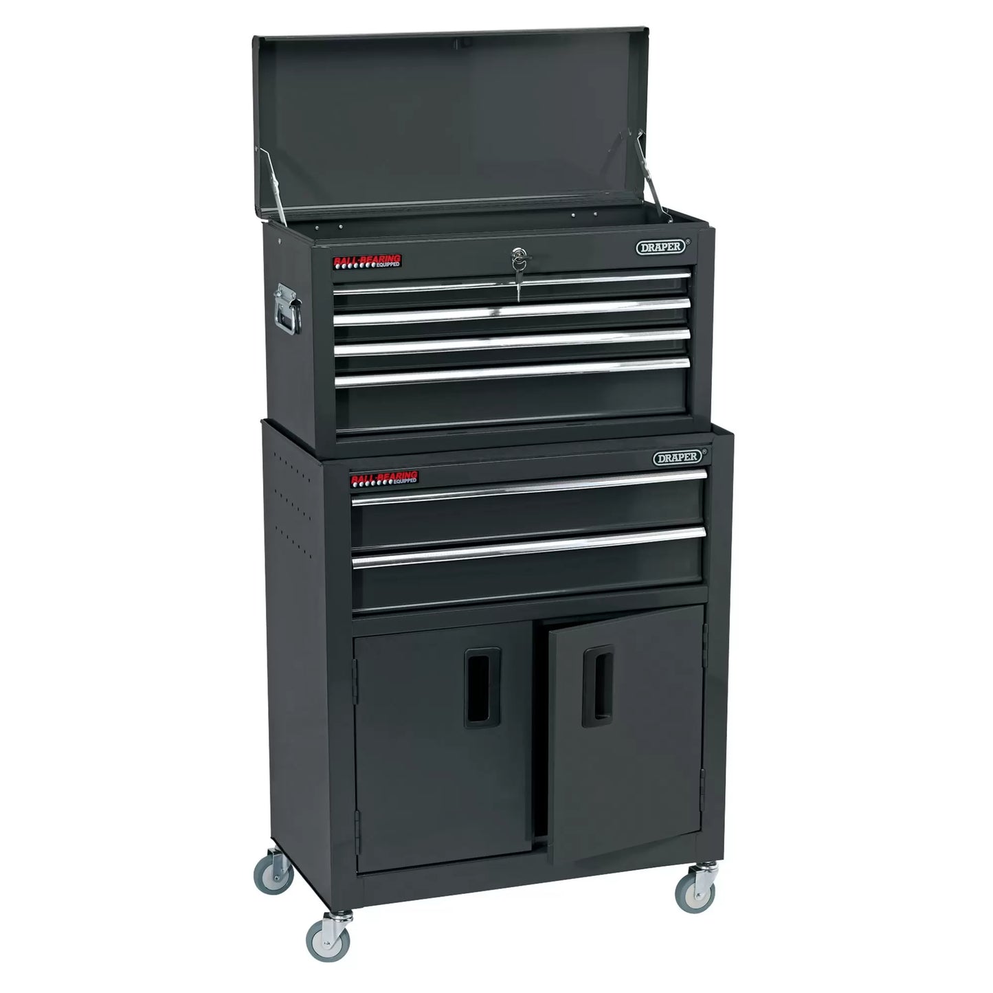 Draper Tools - 19572 - Combined Roller Cabinet and Tool Chest, 6 Drawer, 24", Black