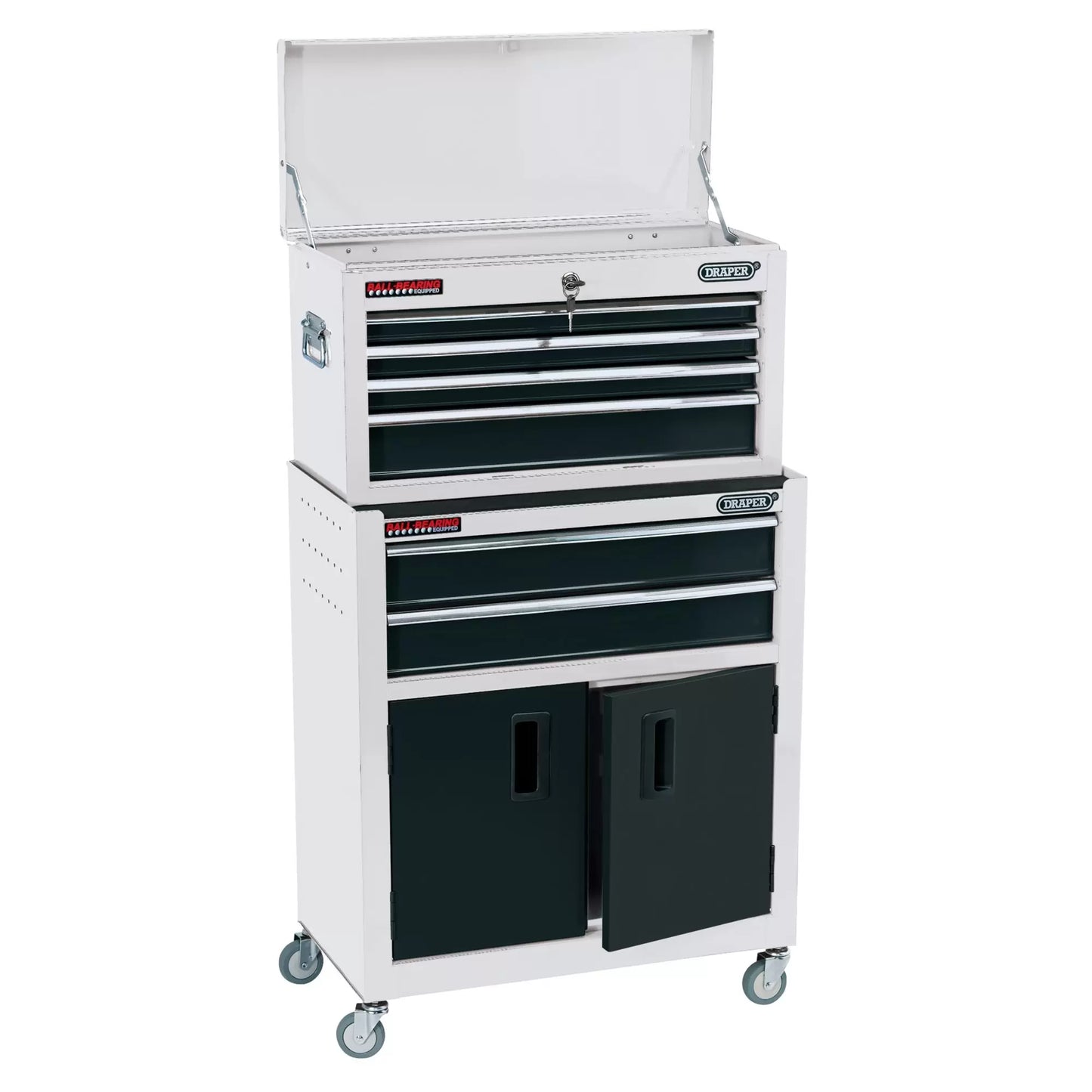 Draper Tools - 19576 - Combined Roller Cabinet and Tool Chest, 6 Drawer, 24", White