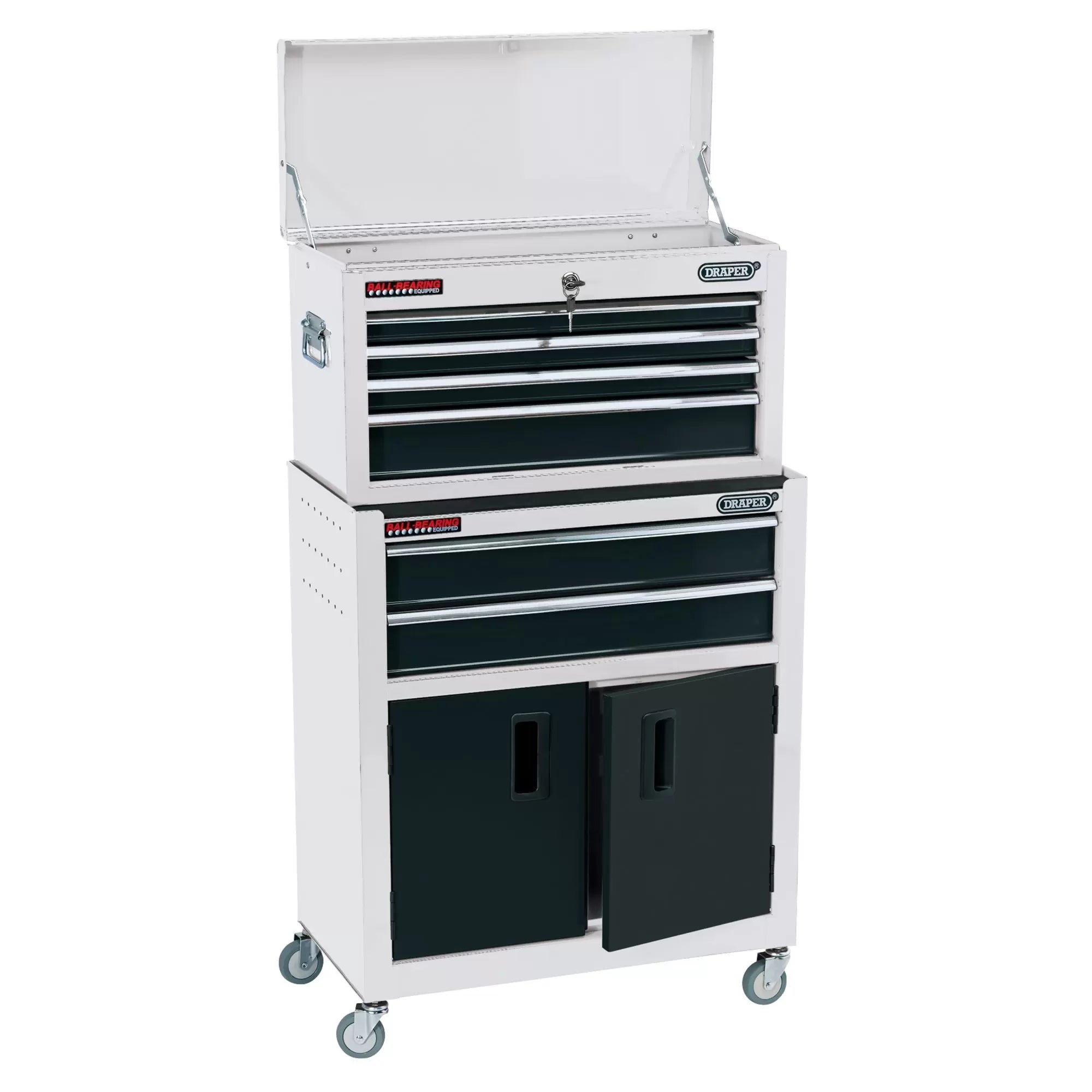 Draper Tools - 19576 - Combined Roller Cabinet and Tool Chest, 6 Drawer, 24", White
