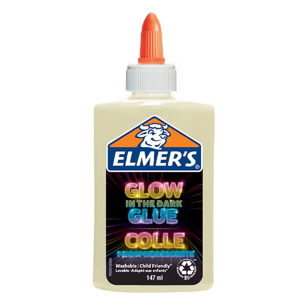 Elmer’s Liquid Glue, Glow-in-the-Dark, Natural, 147 ml – Washable & Kid-Friendly