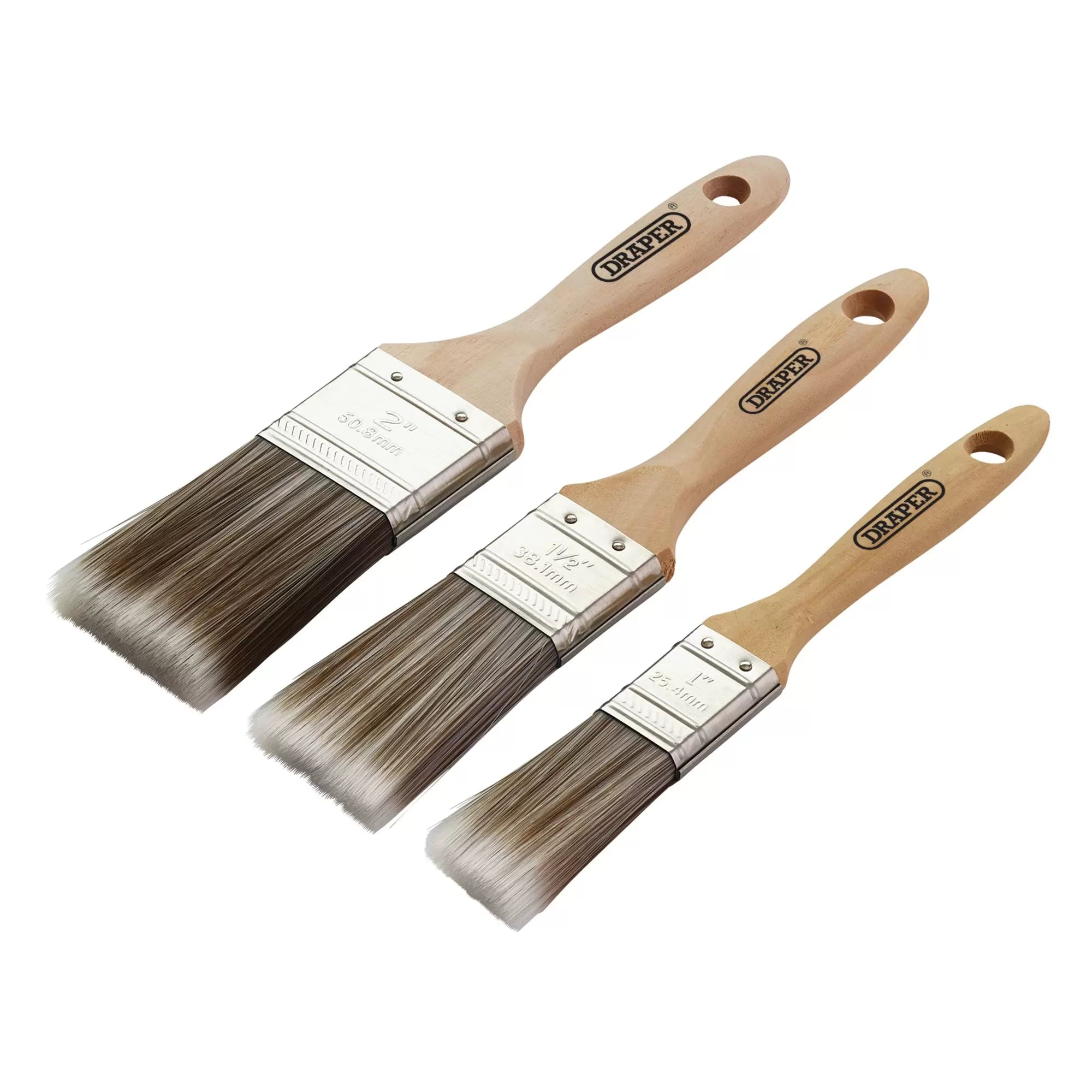 Draper Tools - 20439 - Wood Handle Paint Brush Set (3 Piece)