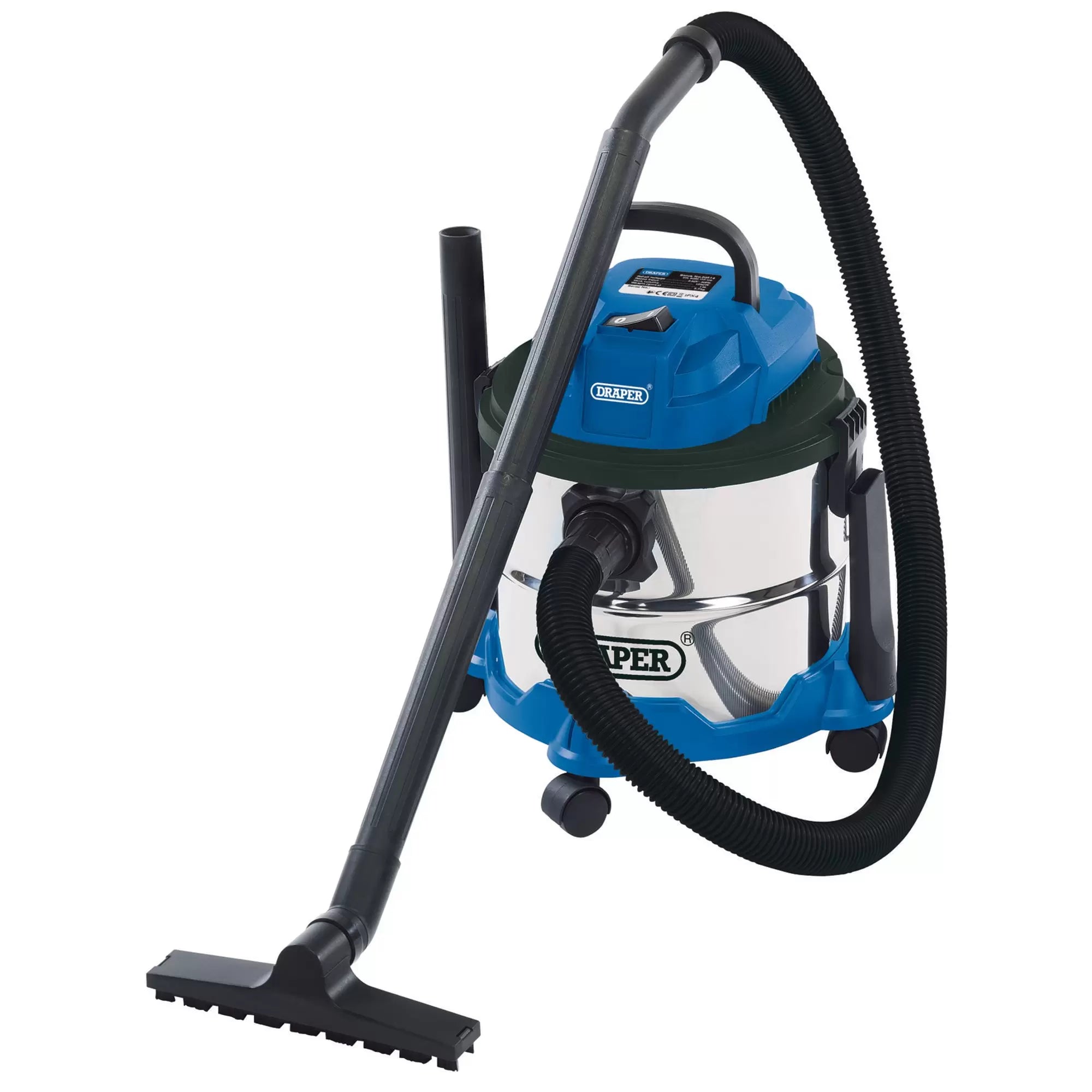 Draper Tools - 20514 - 230V Wet and Dry Vacuum Cleaner with Stainless Steel Tank, 15L, 1250W