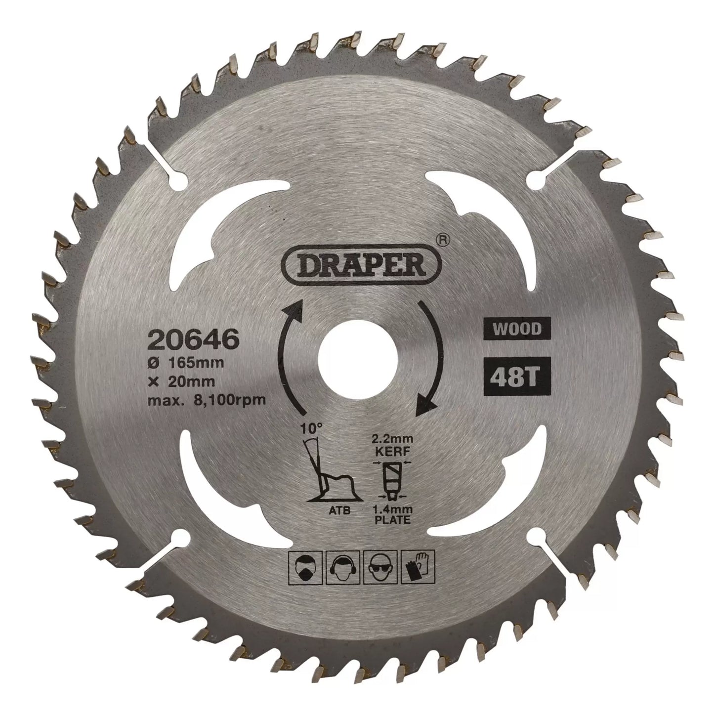 Draper Tools - 20646 - TCT Circular Saw Blade for Wood, 165 x 20mm, 48T