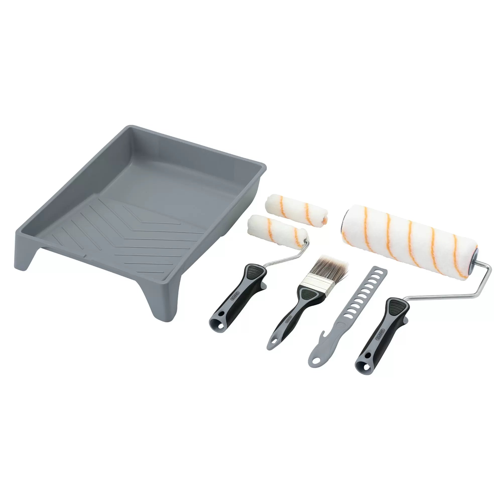 Draper Tools - 20787 - Medium Pile Polyester Paint Roller and Brush Set with Soft Grip (8 Piece)
