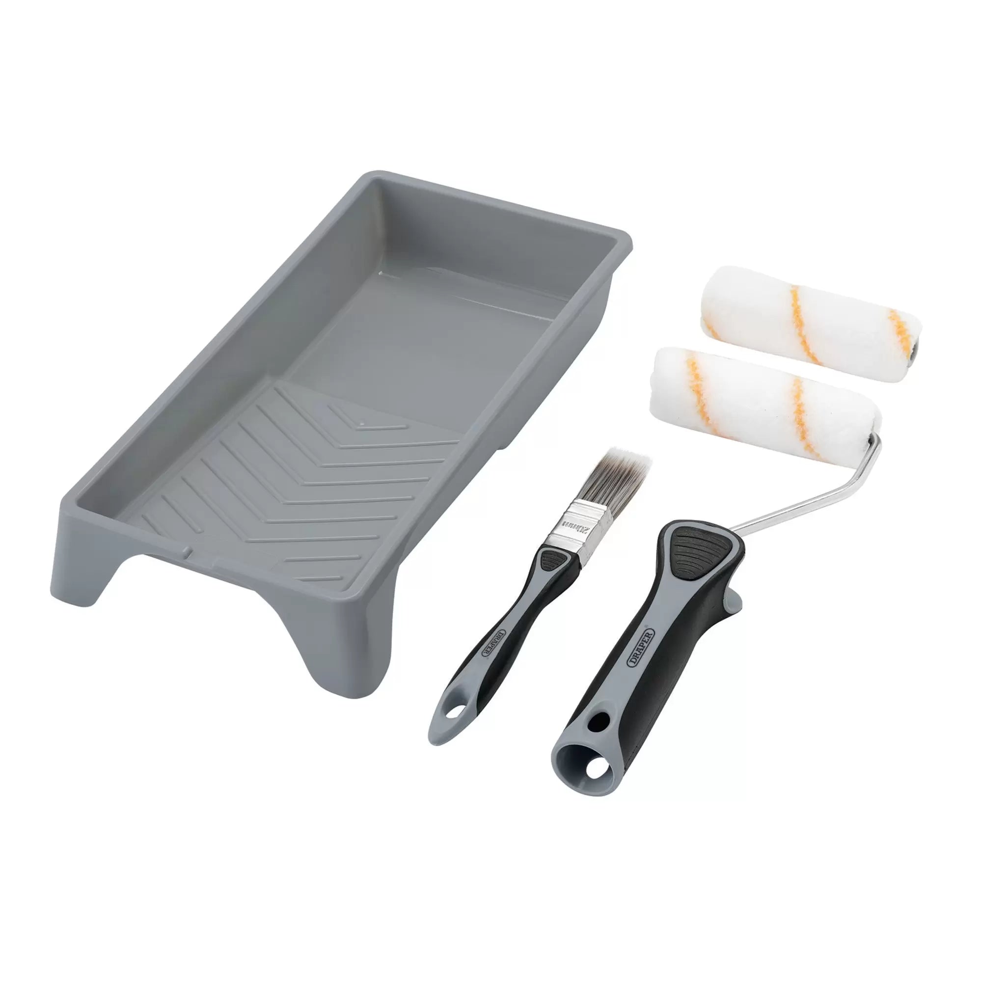Draper Tools - 20796 - Medium Pile Polyester Paint Roller and Brush Set with Soft Grip (5 Piece)