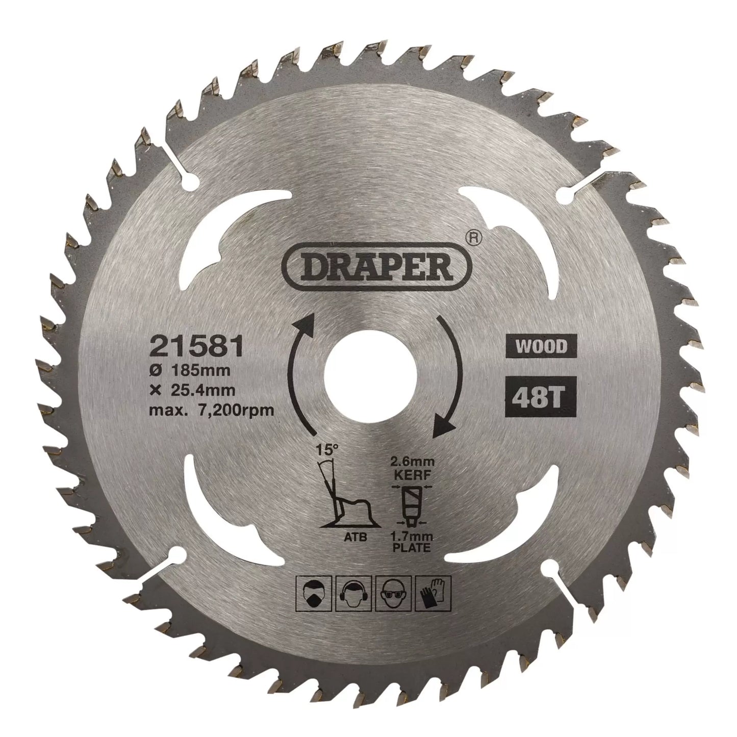 Draper Tools - 21581 - TCT Circular Saw Blade for Wood, 185 x 25.4mm, 48T