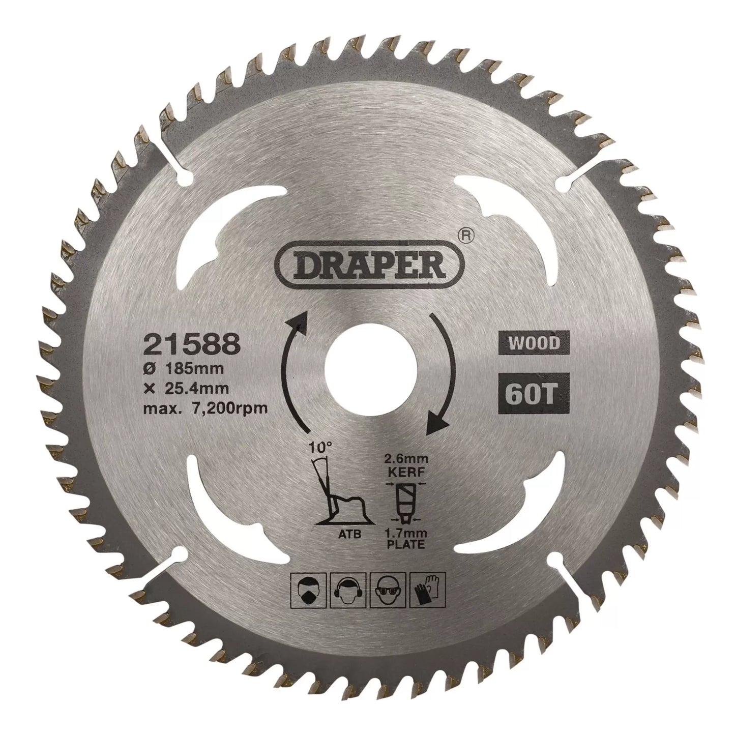 Draper Tools - 21588 - TCT Circular Saw Blade for Wood, 185 x 25.4mm, 60T