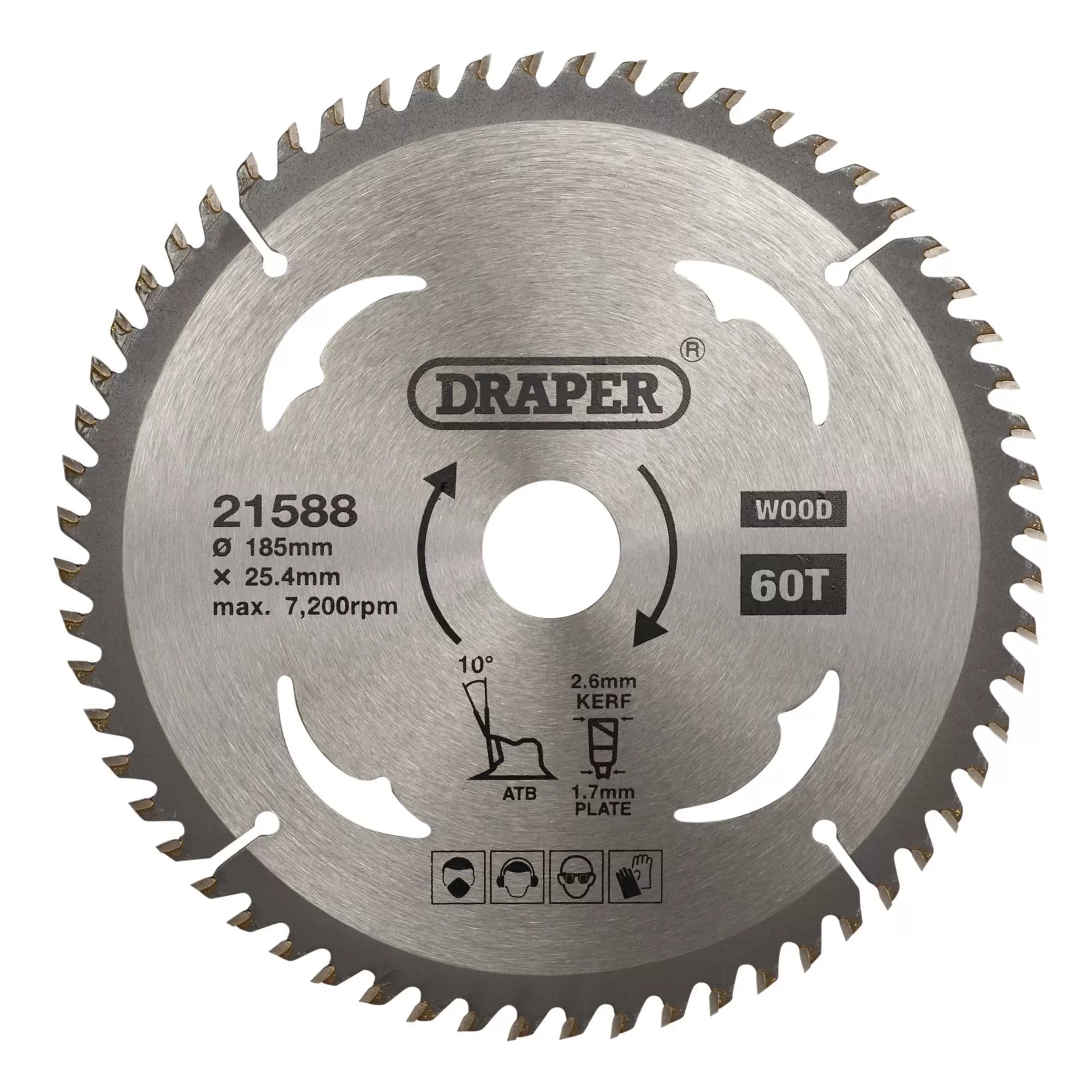 Draper Tools - 21588 - TCT Circular Saw Blade for Wood, 185 x 25.4mm, 60T