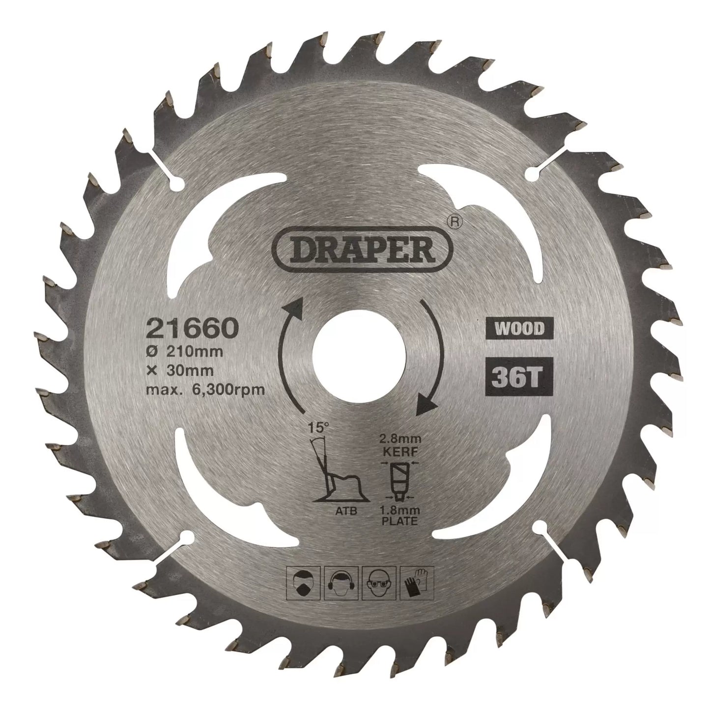 Draper Tools - 21660 - TCT Circular Saw Blade for Wood, 210 x 30mm, 36T
