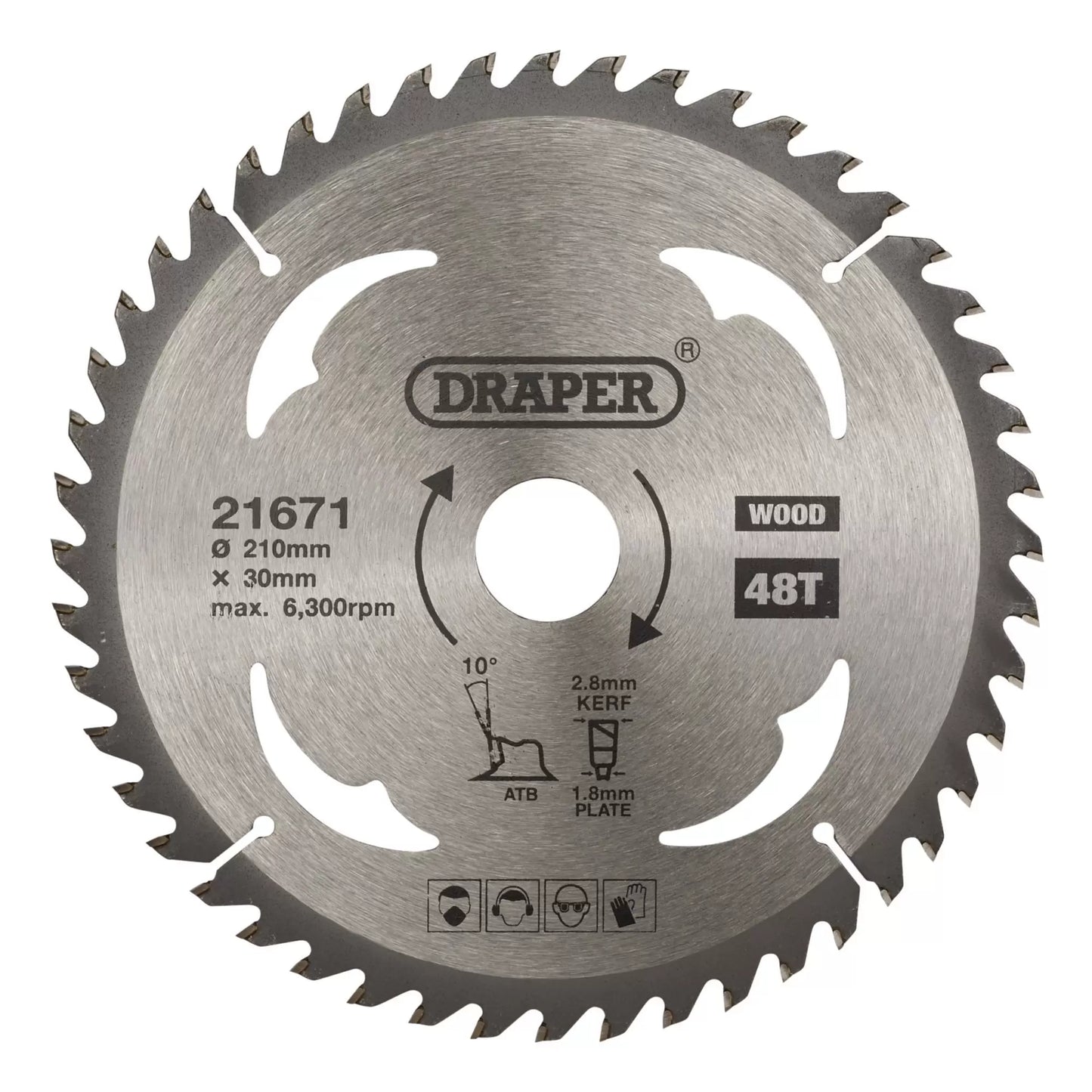 Draper Tools - 21671 - TCT Circular Saw Blade for Wood, 210 x 30mm, 48T