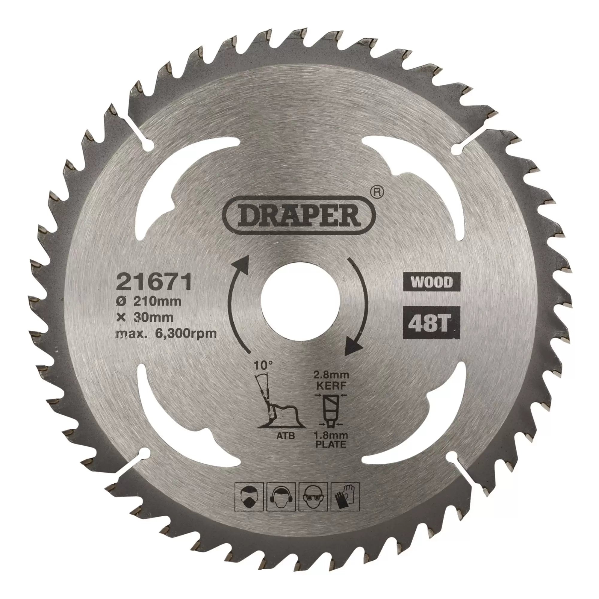 Draper Tools - 21671 - TCT Circular Saw Blade for Wood, 210 x 30mm, 48T