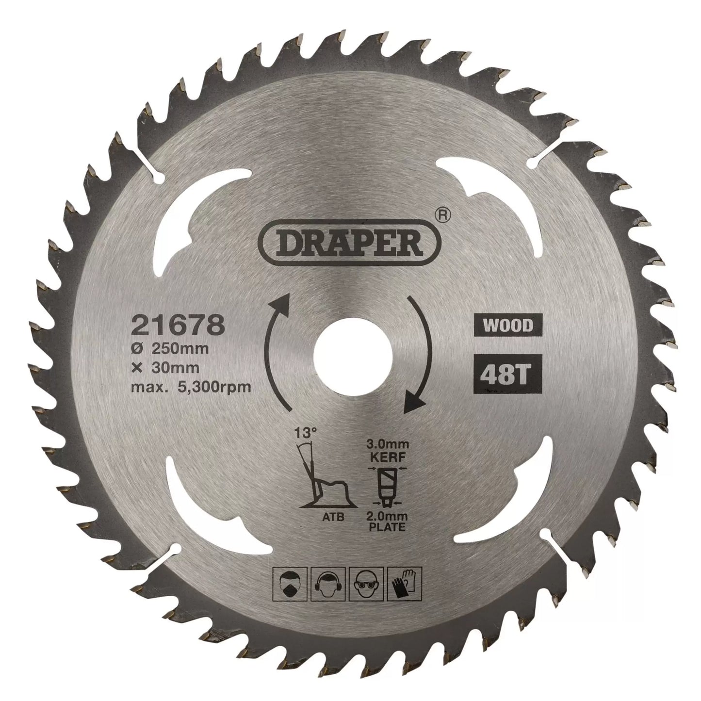 Draper Tools - 21678 - TCT Circular Saw Blade for Wood, 250 x 30mm, 48T