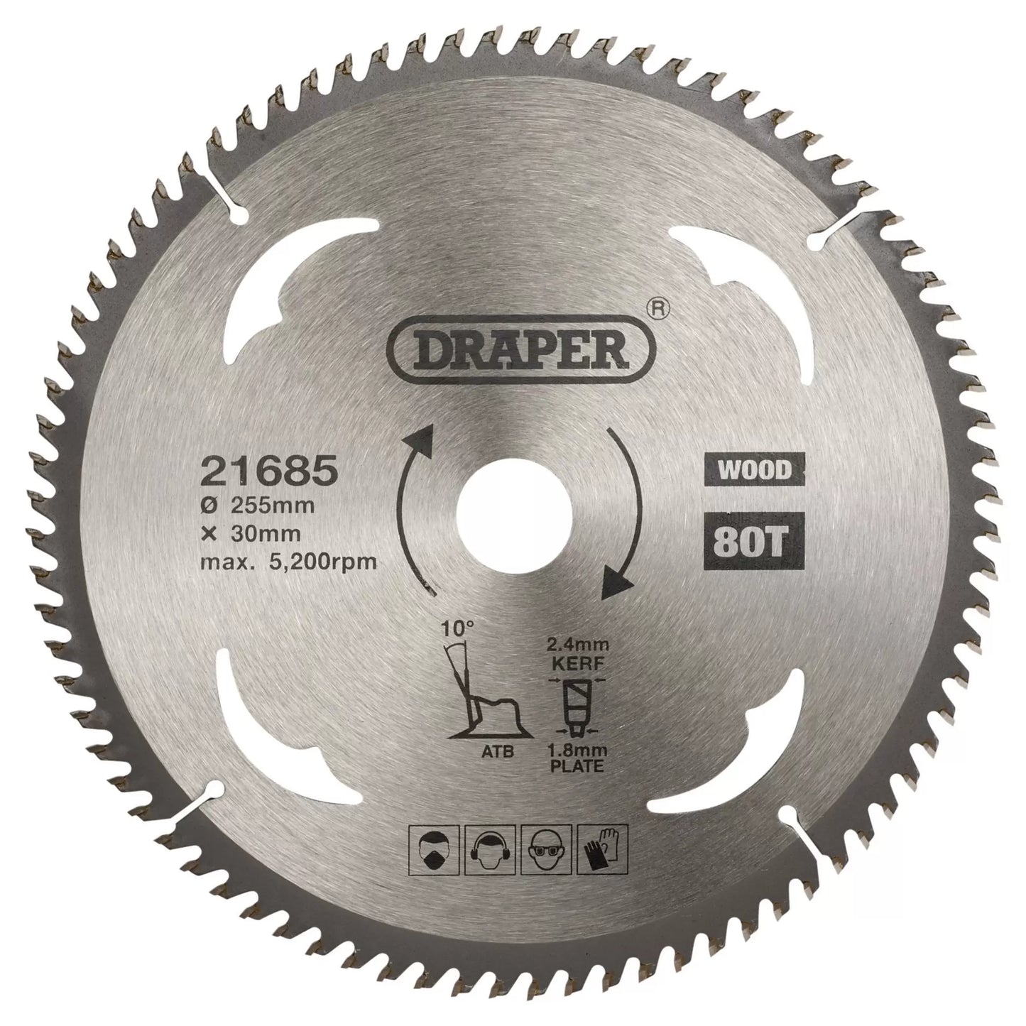 Draper Tools - 21685 - TCT Circular Saw Blade for Wood, 255 x 30mm, 80T