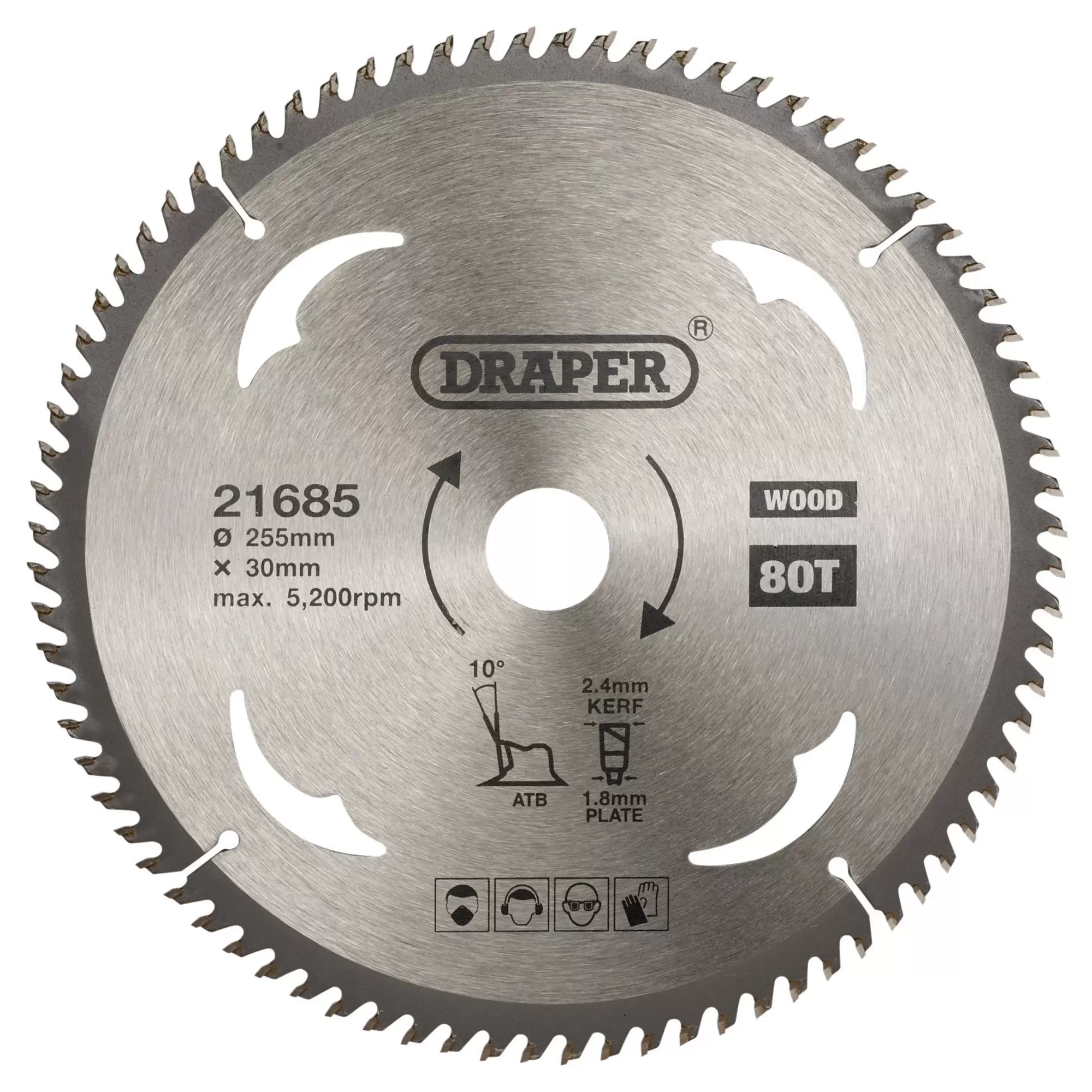 Draper Tools - 21685 - TCT Circular Saw Blade for Wood, 255 x 30mm, 80T