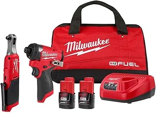Milwaukee  M12 FUEL 12V Lithium-Ion Cordless 3/8" Ratchet and 1/4" Impact Driver Kit (2 Tools) with Batteries, Charger and Bag