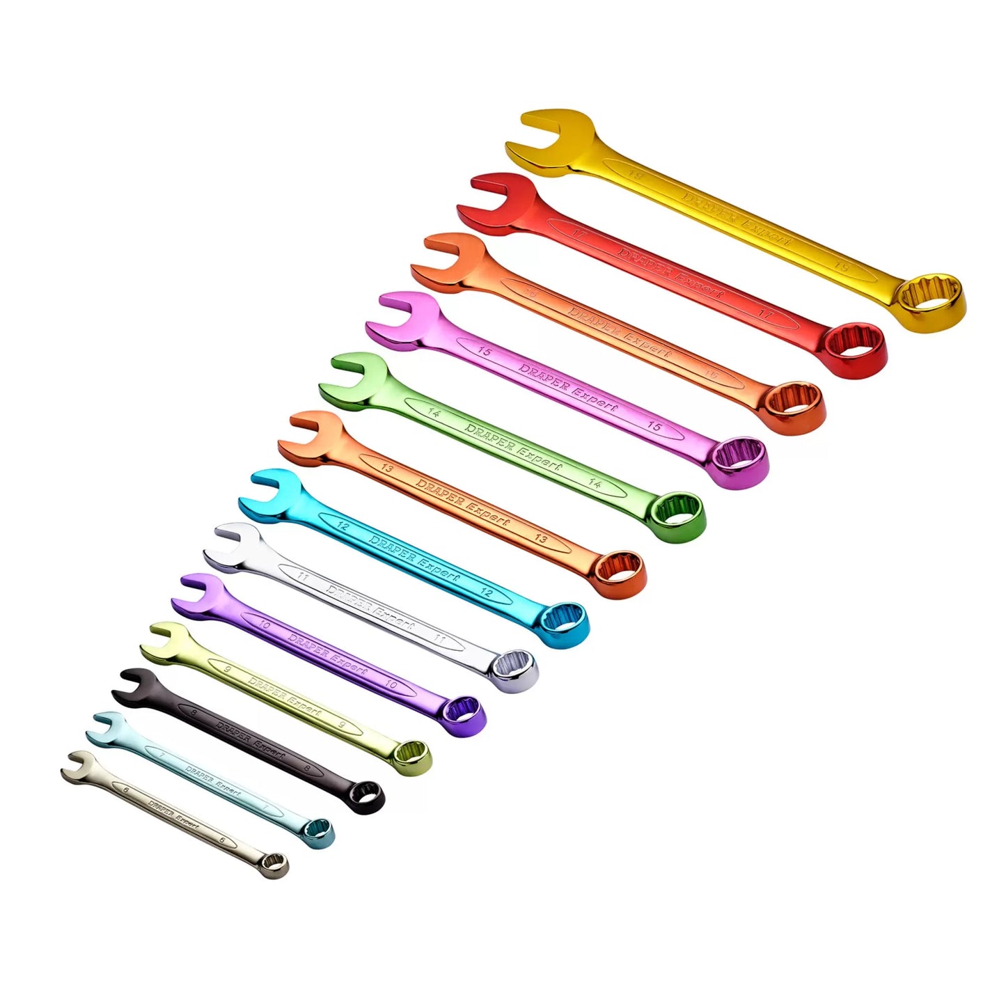 Draper Tools - 23017 - Draper Expert HI-TORQ® Metric Coloured Combination Spanner Set, 6 - 19mm (13 Piece)