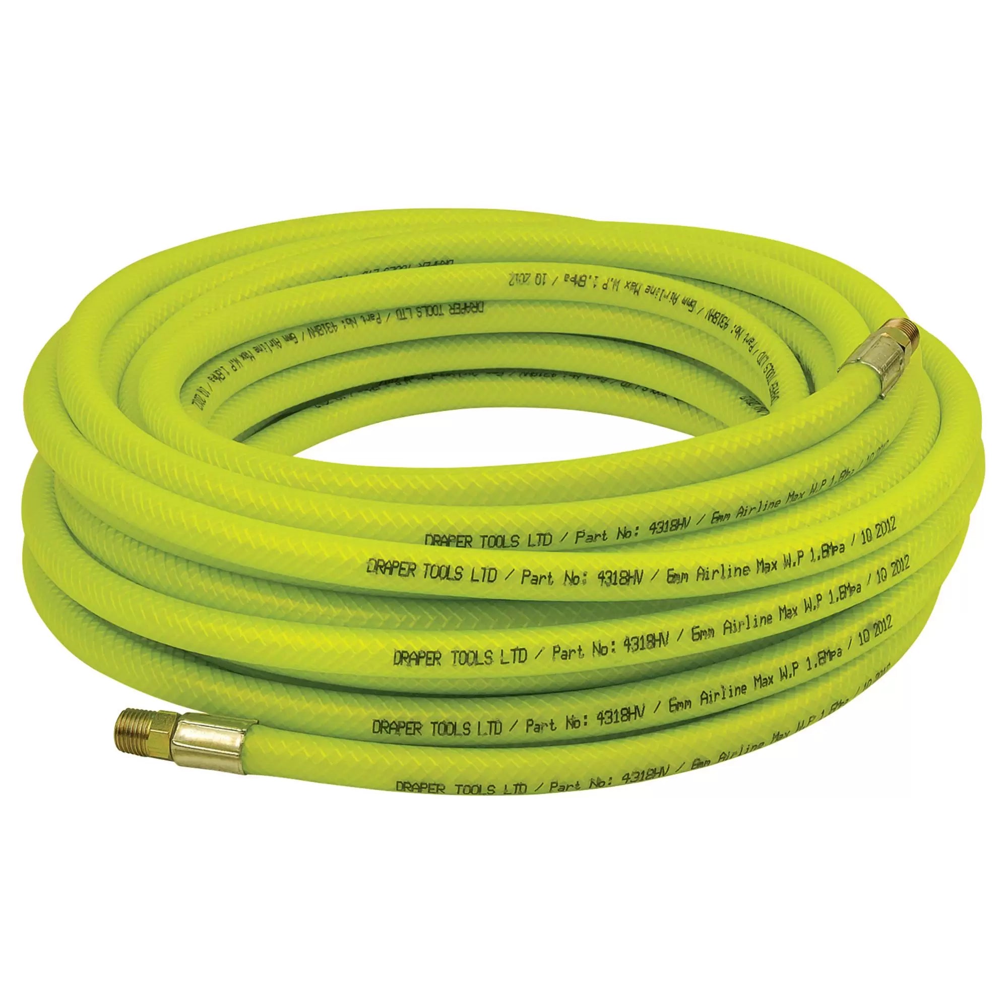 Draper Tools - 23189 - High-Vis Air Line Hose, 15.2m, 6mm Bore, 1/4" BSP