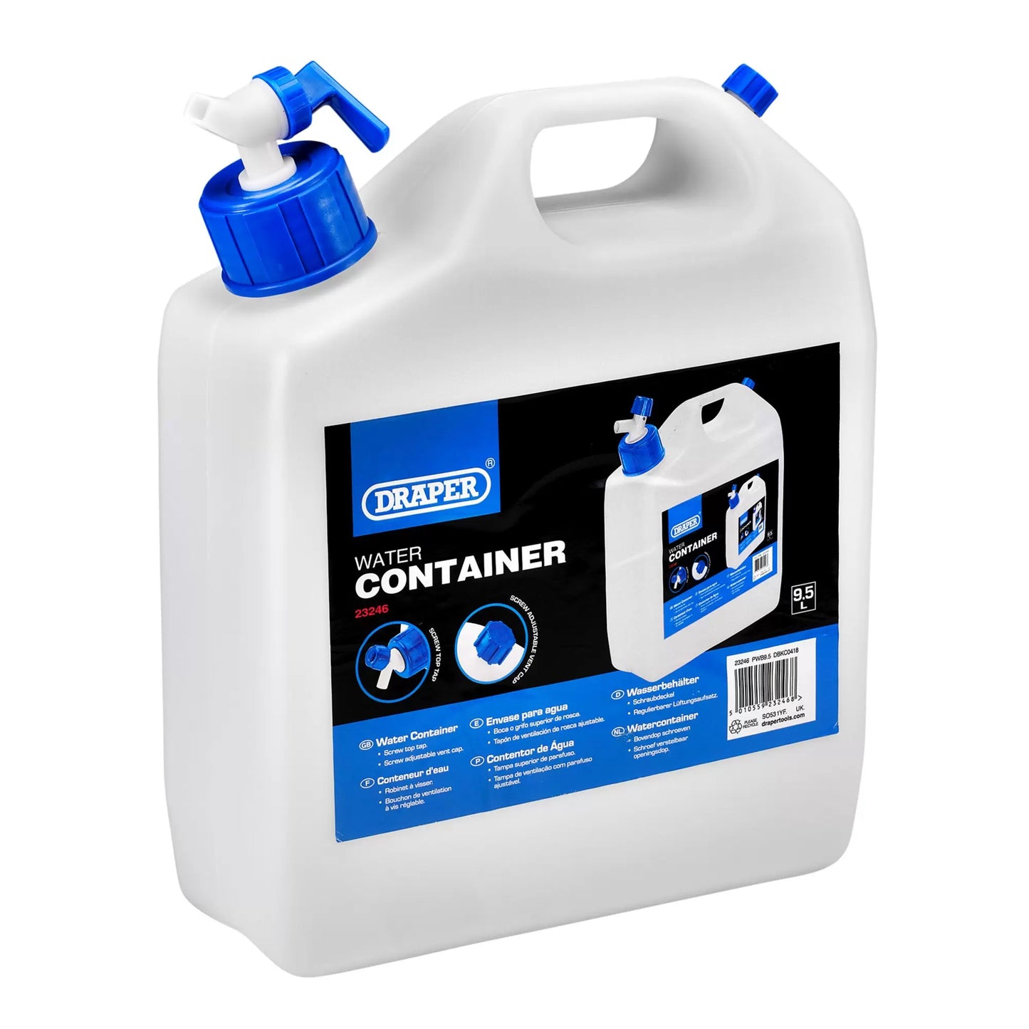 Draper Tools - 23246 - Water Container with Tap, 9.5L