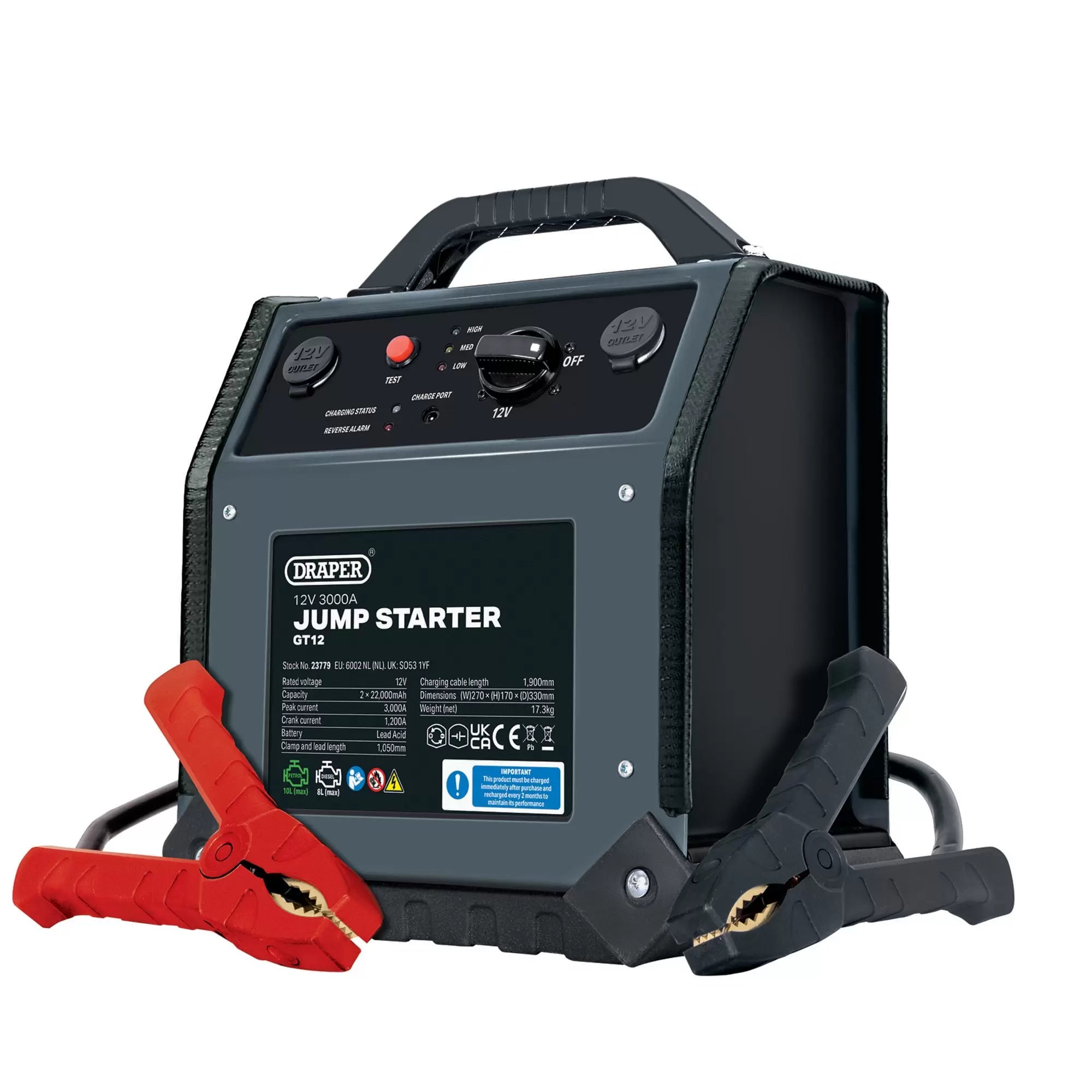 Draper Tools - 23779 - 12V Jump Starter, 3000A