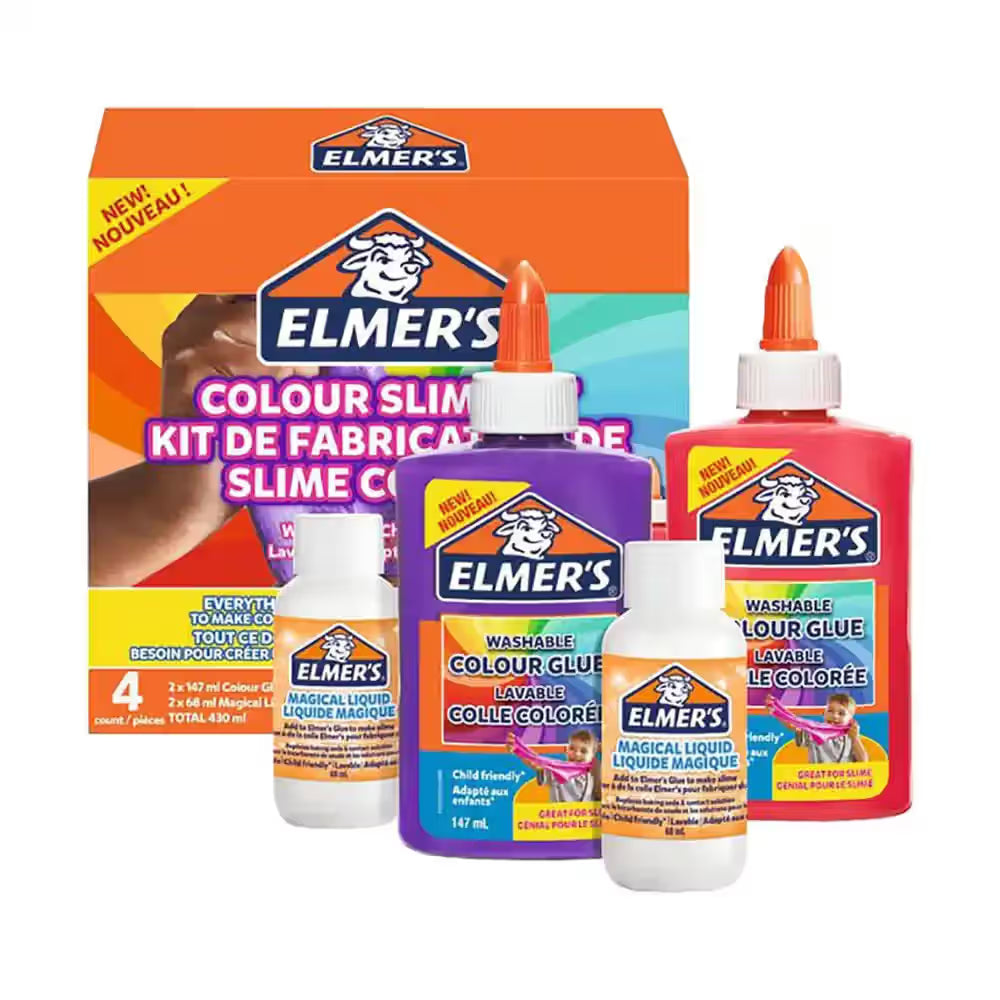 Elmer's Metallic Slime Kit – Complete Slime-Making Set, 4 pieces, Washable & Kid Friendly