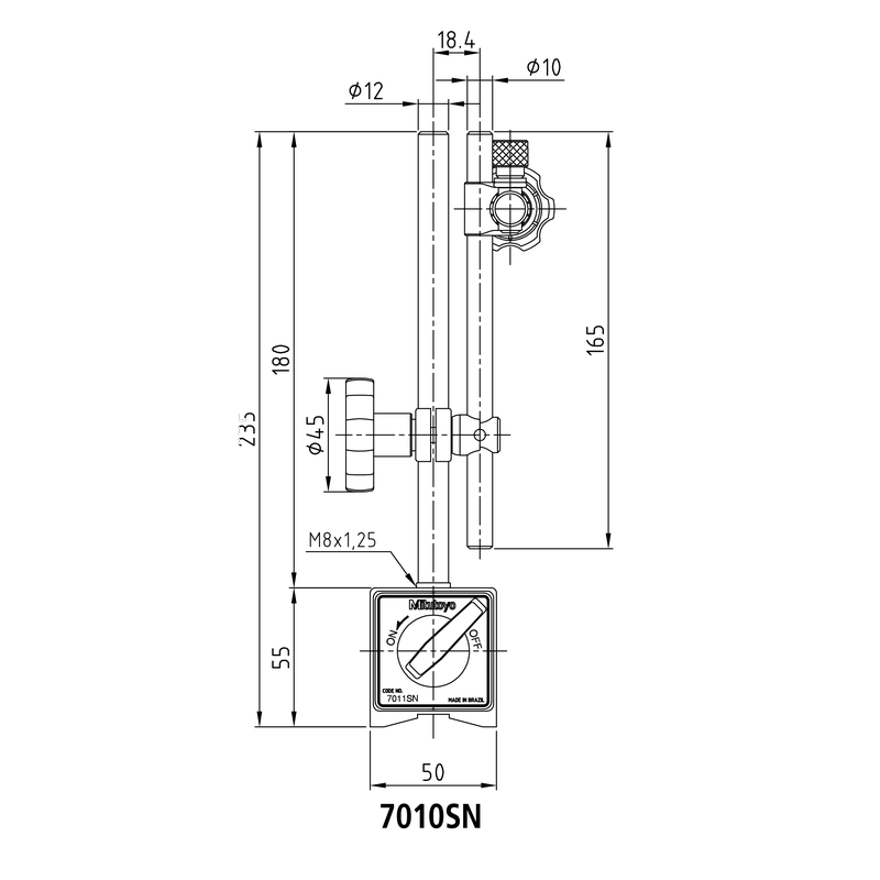Mitutoyo 7010S-10 Magnetic Stand – 150mm Working Radius