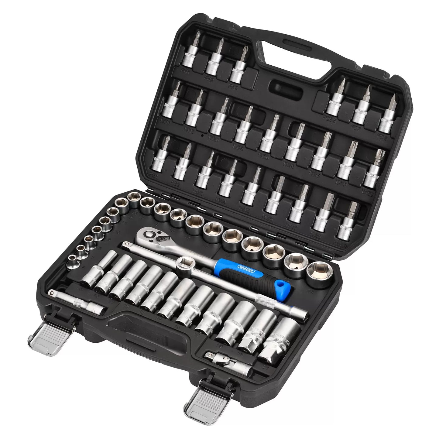 Draper Tools - 24228 - Draper HI-TORQ® Metric Socket and Bit Set, 3/8" Sq. Dr. (58 Piece)