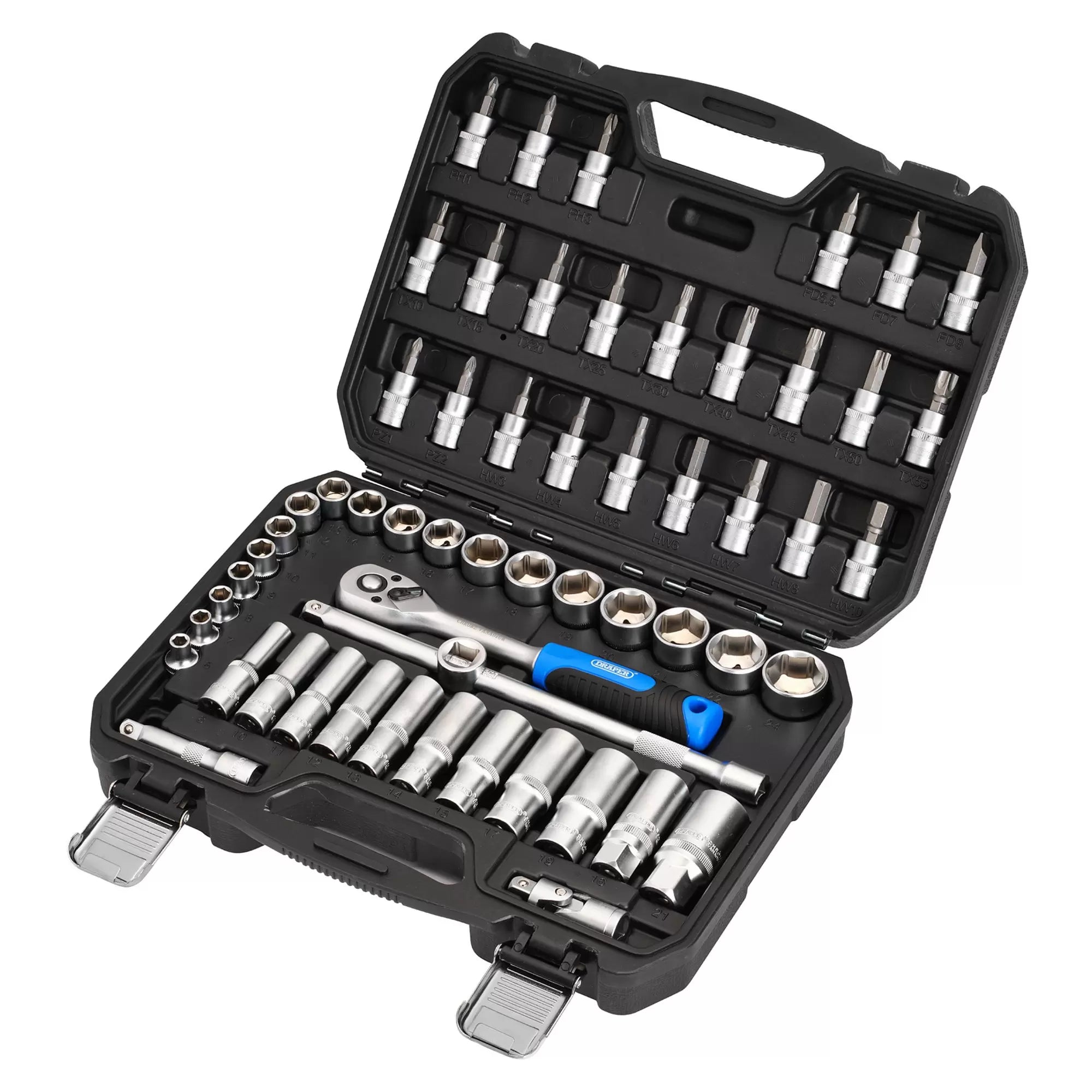 Draper Tools - 24228 - Draper HI-TORQ® Metric Socket and Bit Set, 3/8" Sq. Dr. (58 Piece)